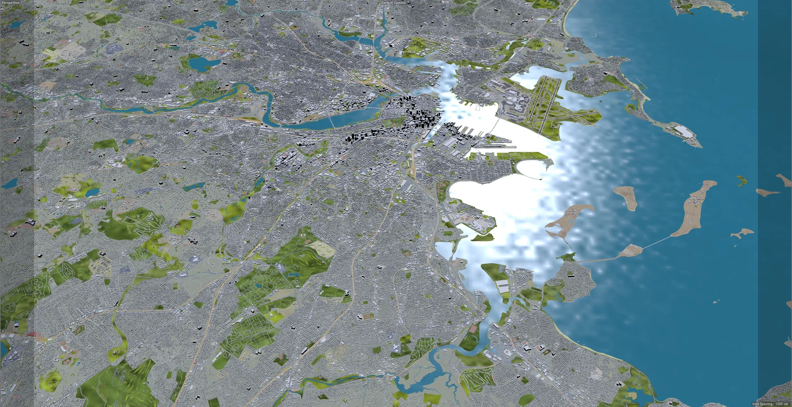 Boston City Massachusetts 3D Model 50km
