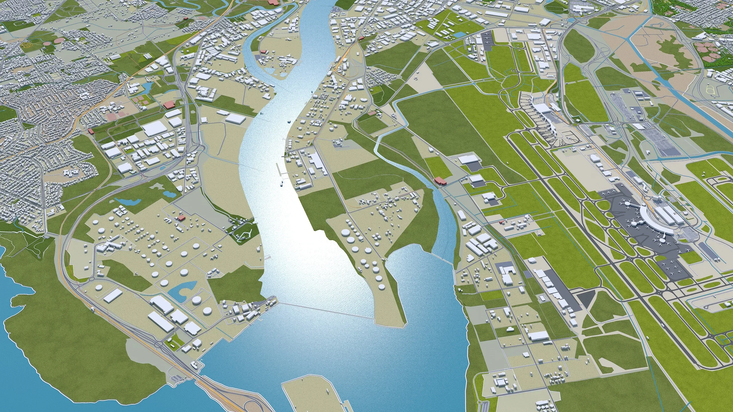 Brisbane City Australia 3D Model 50km