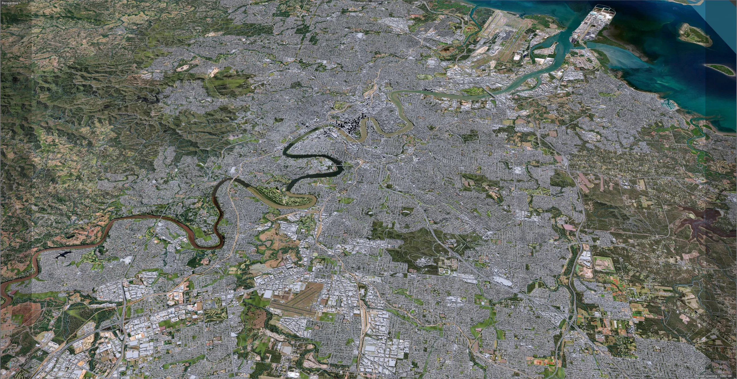 Brisbane City Australia 3D Model 50km