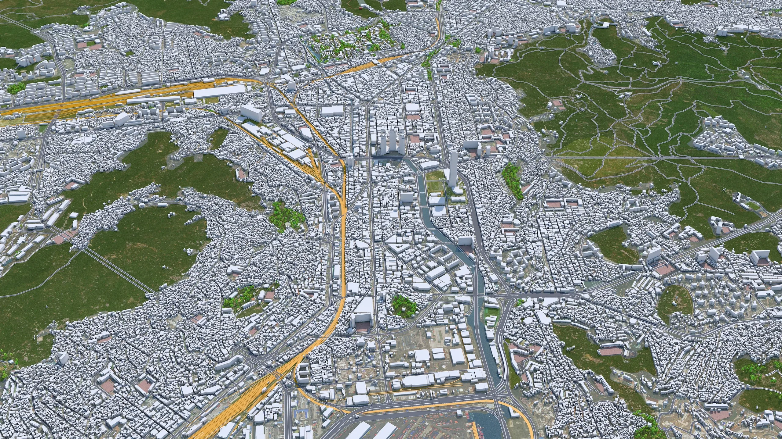 Busan City South Korea 3D Model 80km