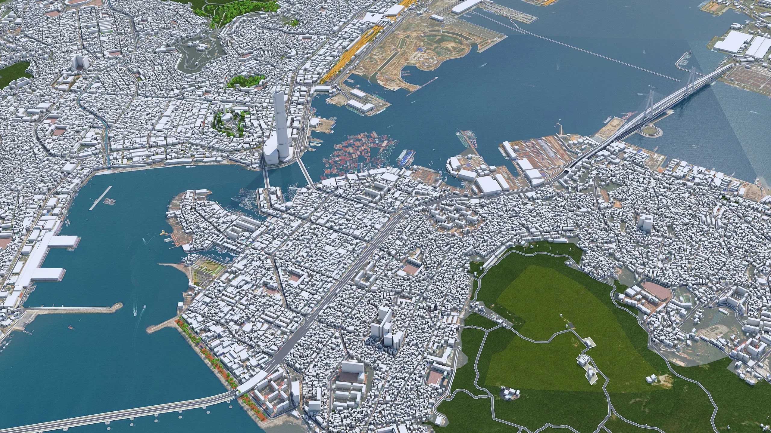 Busan City South Korea 3D Model 80km