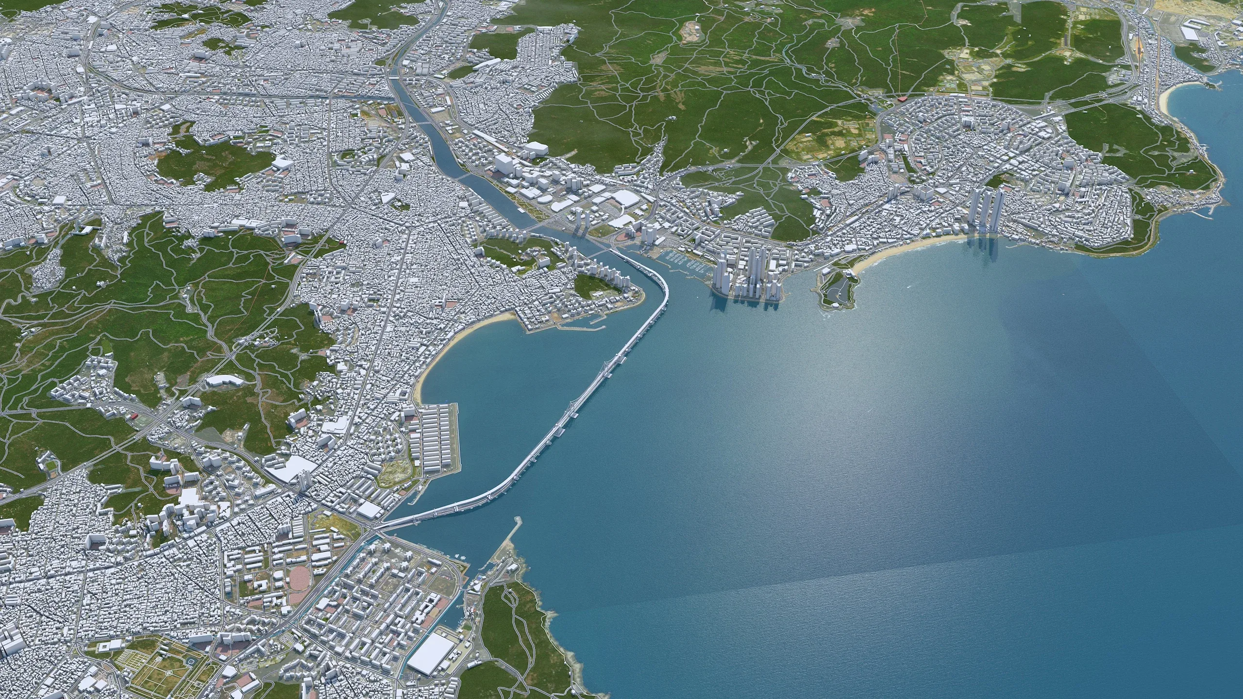 Busan City South Korea 3D Model 80km