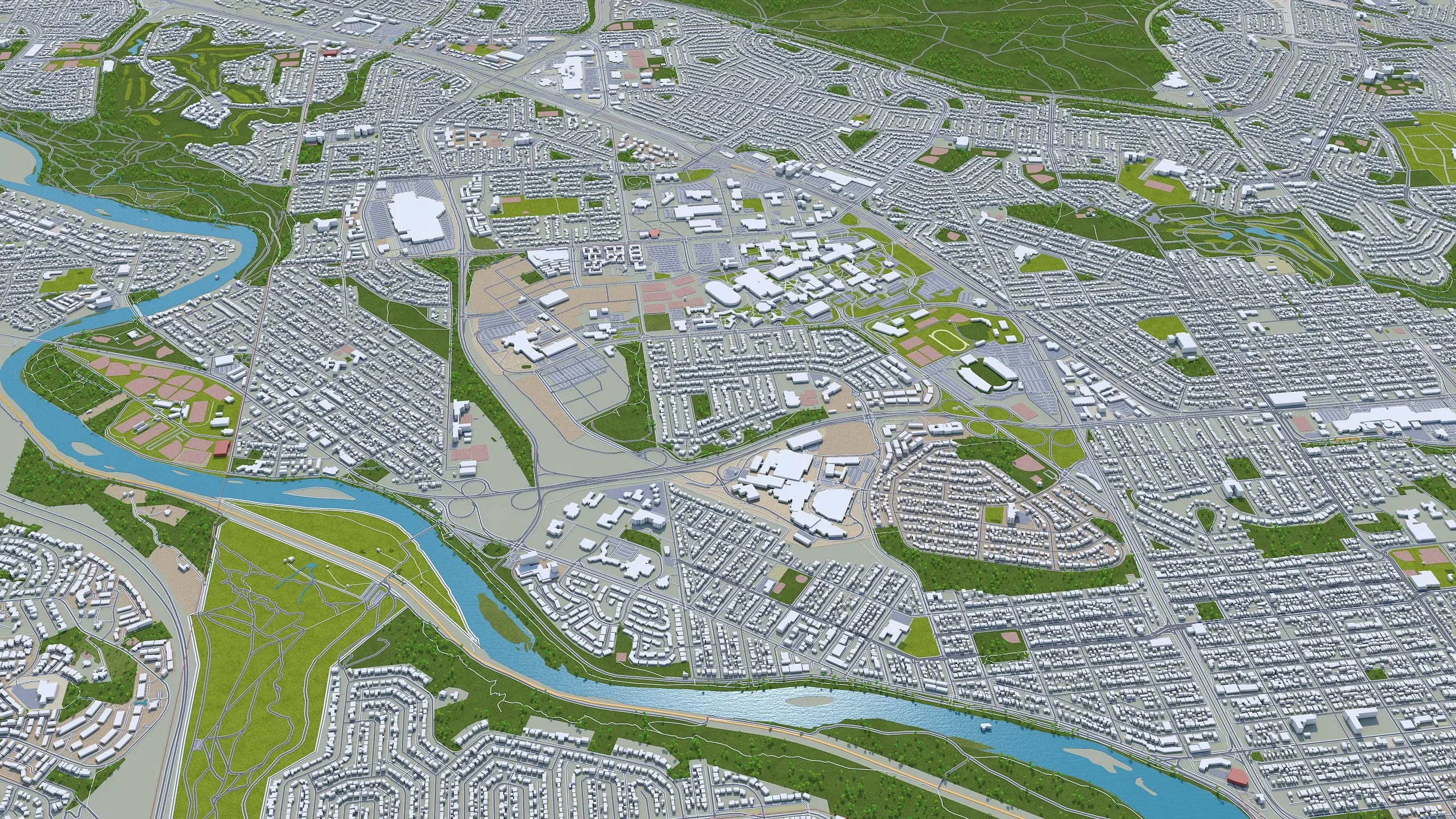 Calgary City Canada 3D Model 60km