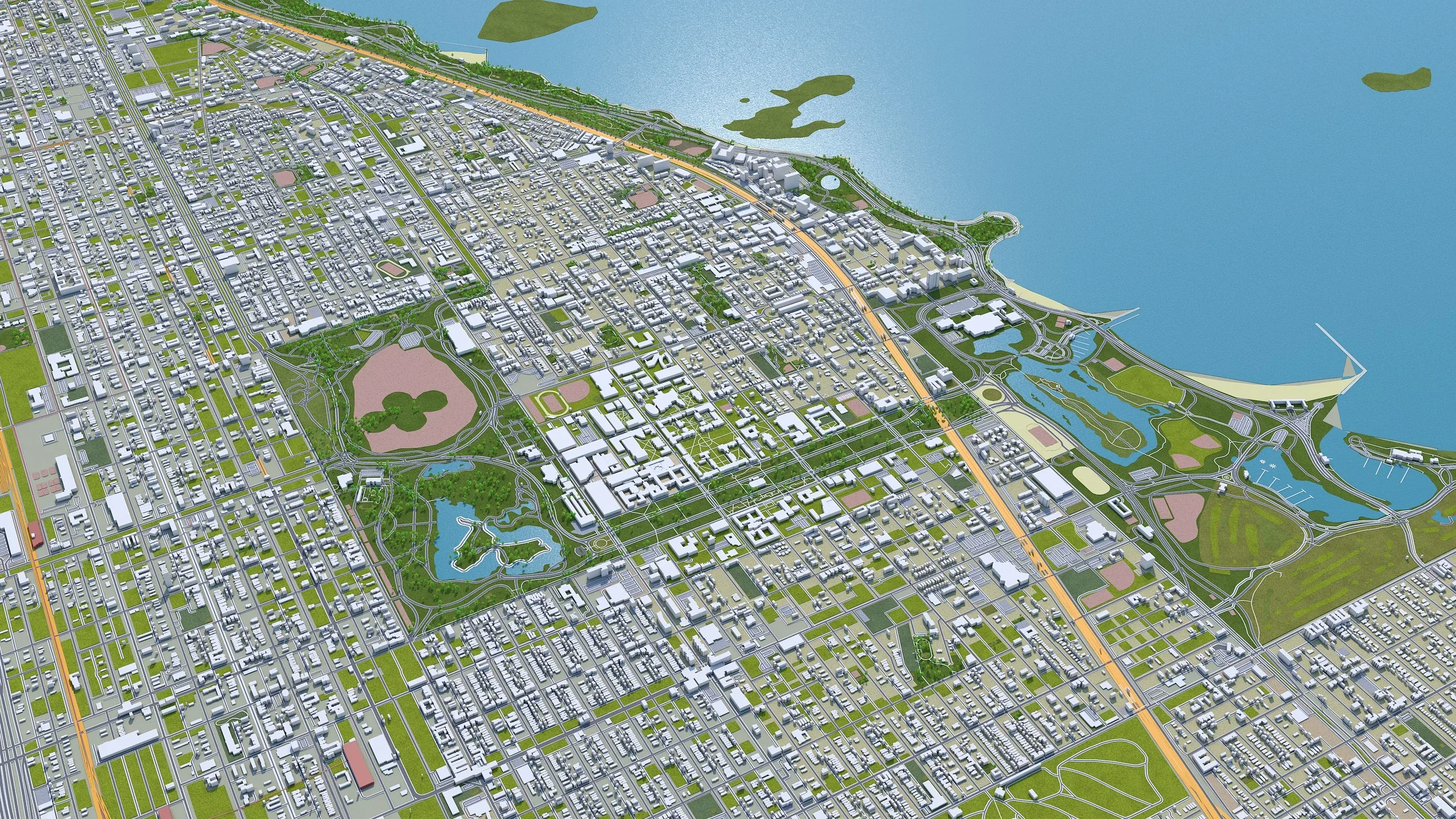 Chicago City Illinois 3D Model 70km