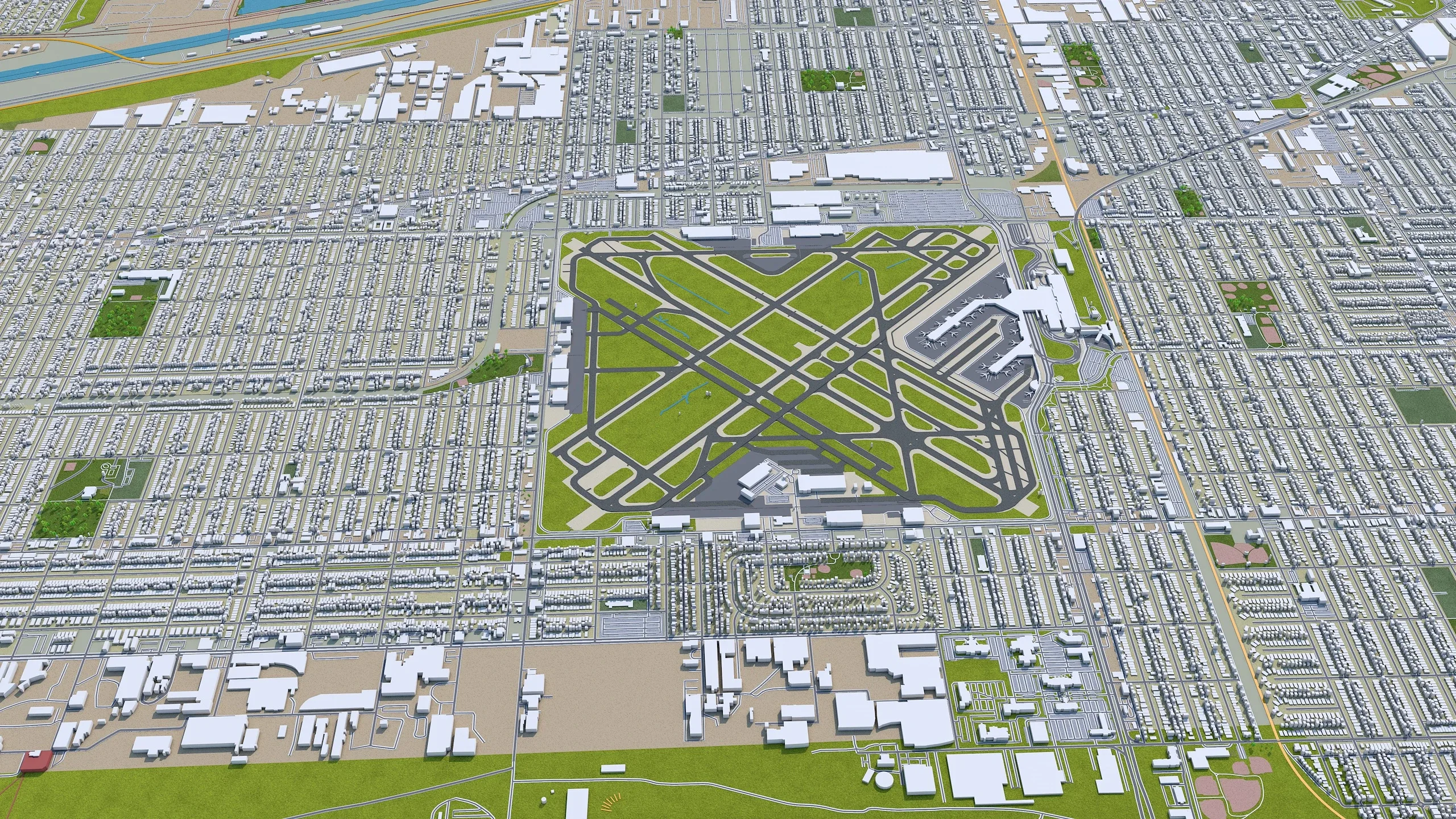 Chicago City Illinois 3D Model 70km