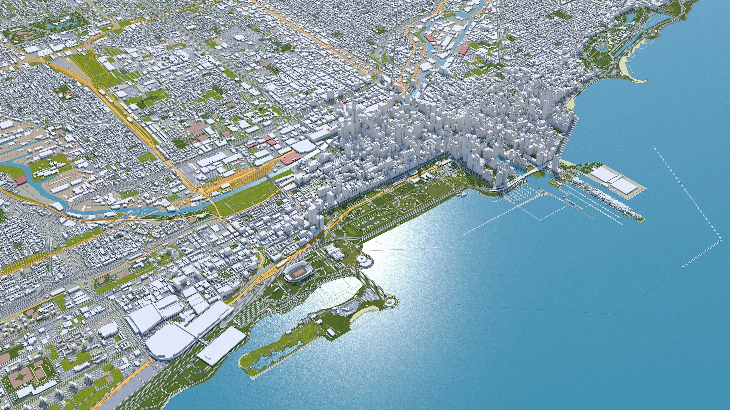 Chicago City Illinois 3D Model 70km