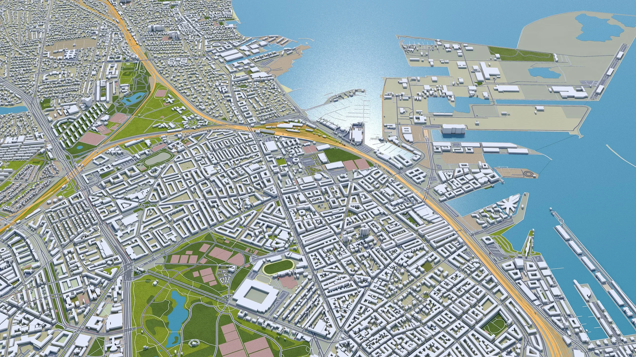 Copenhagen City Denmark 3D Model 30km