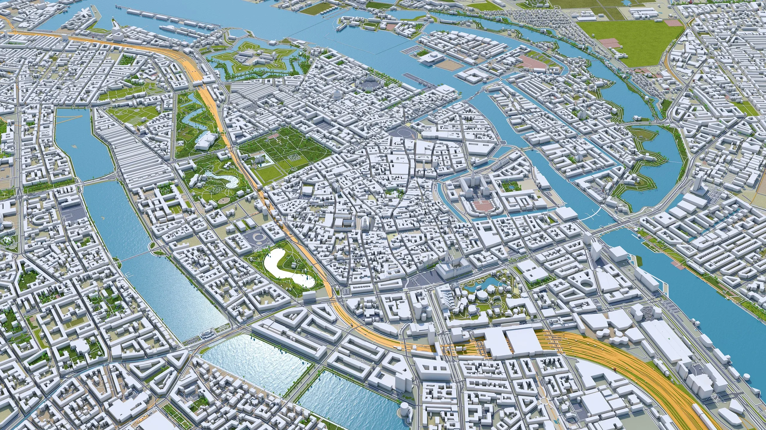 Copenhagen City Denmark 3D Model 30km