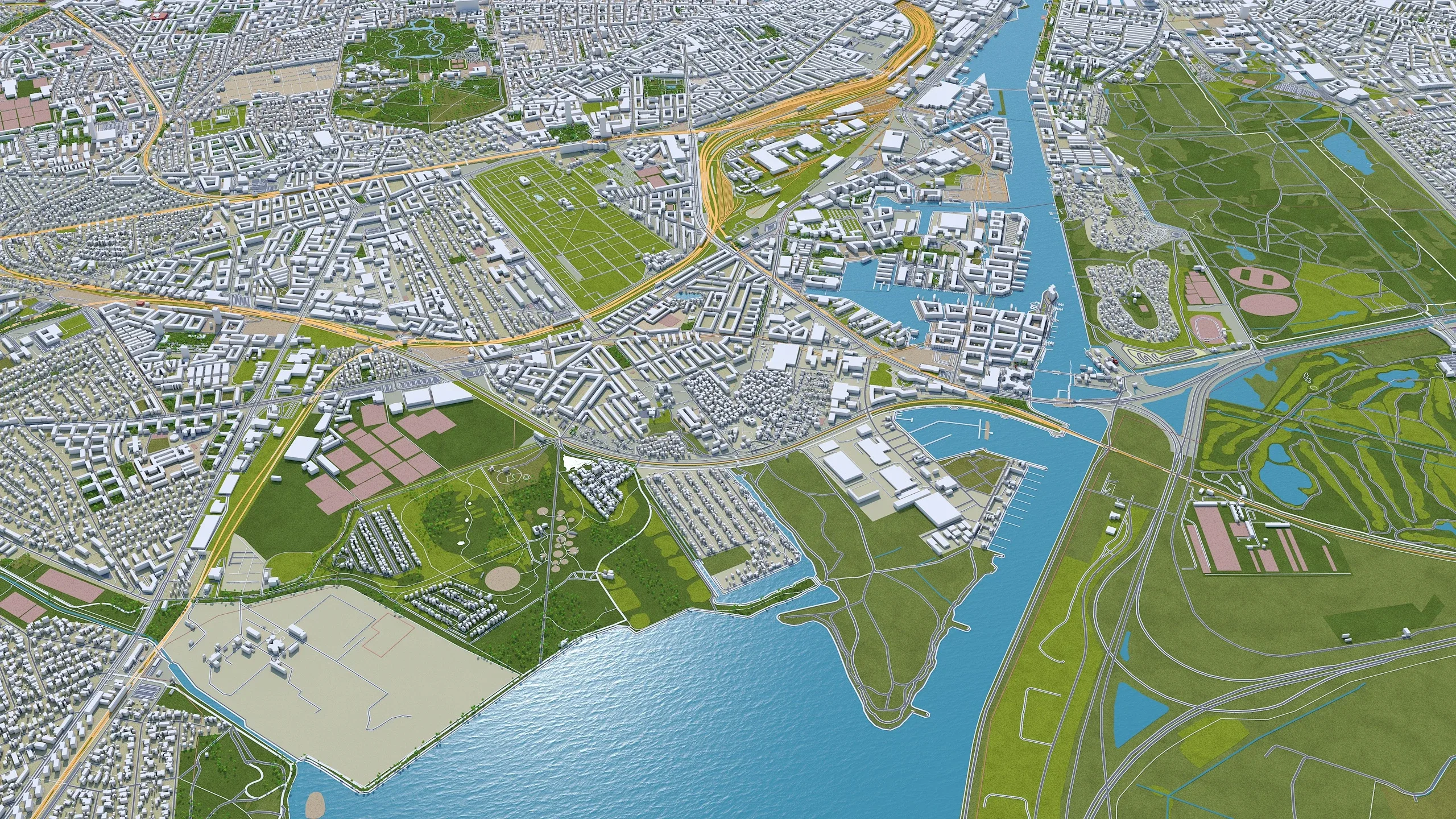 Copenhagen City Denmark 3D Model 30km