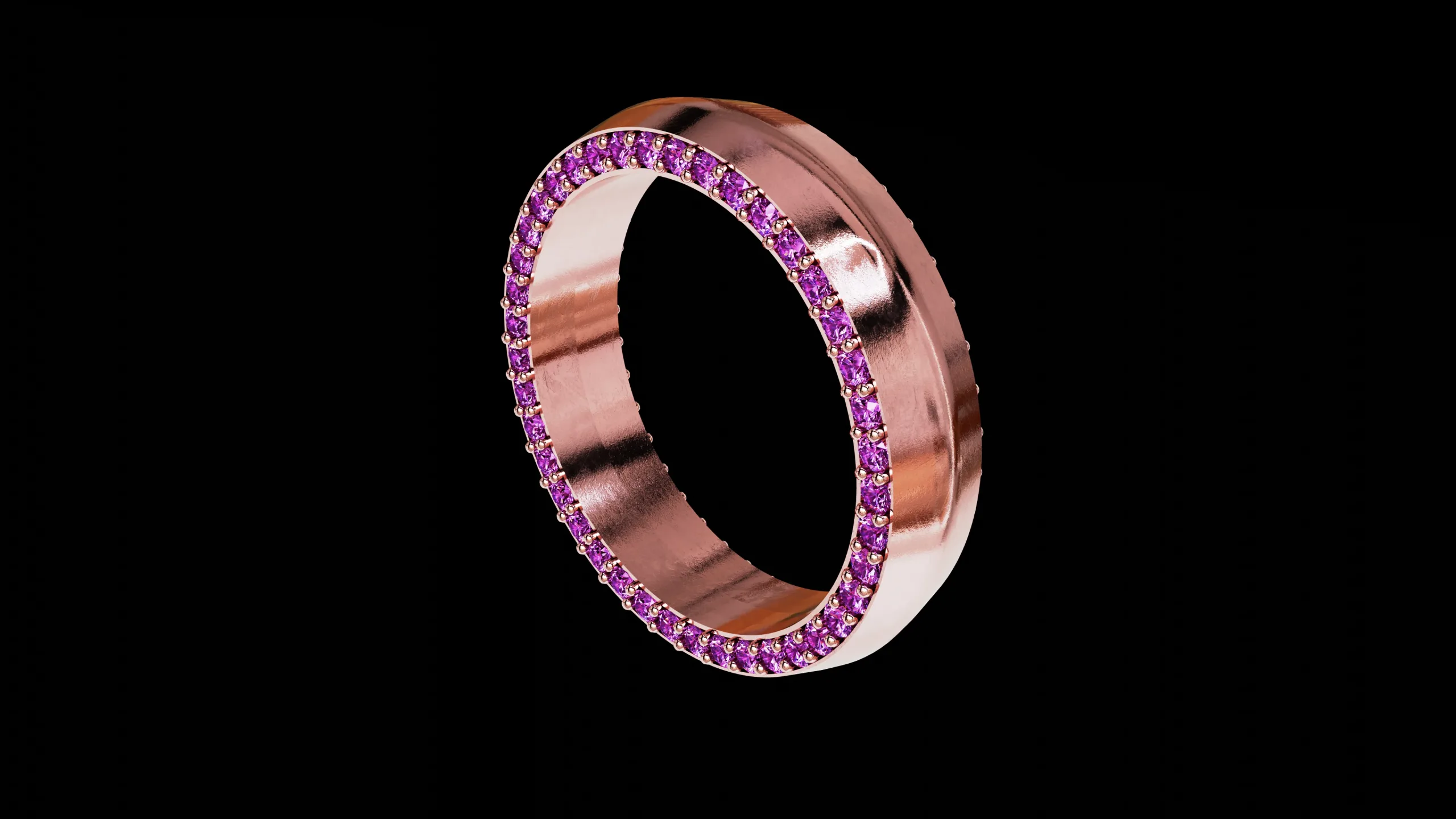 Solid eternity convex ring with stone