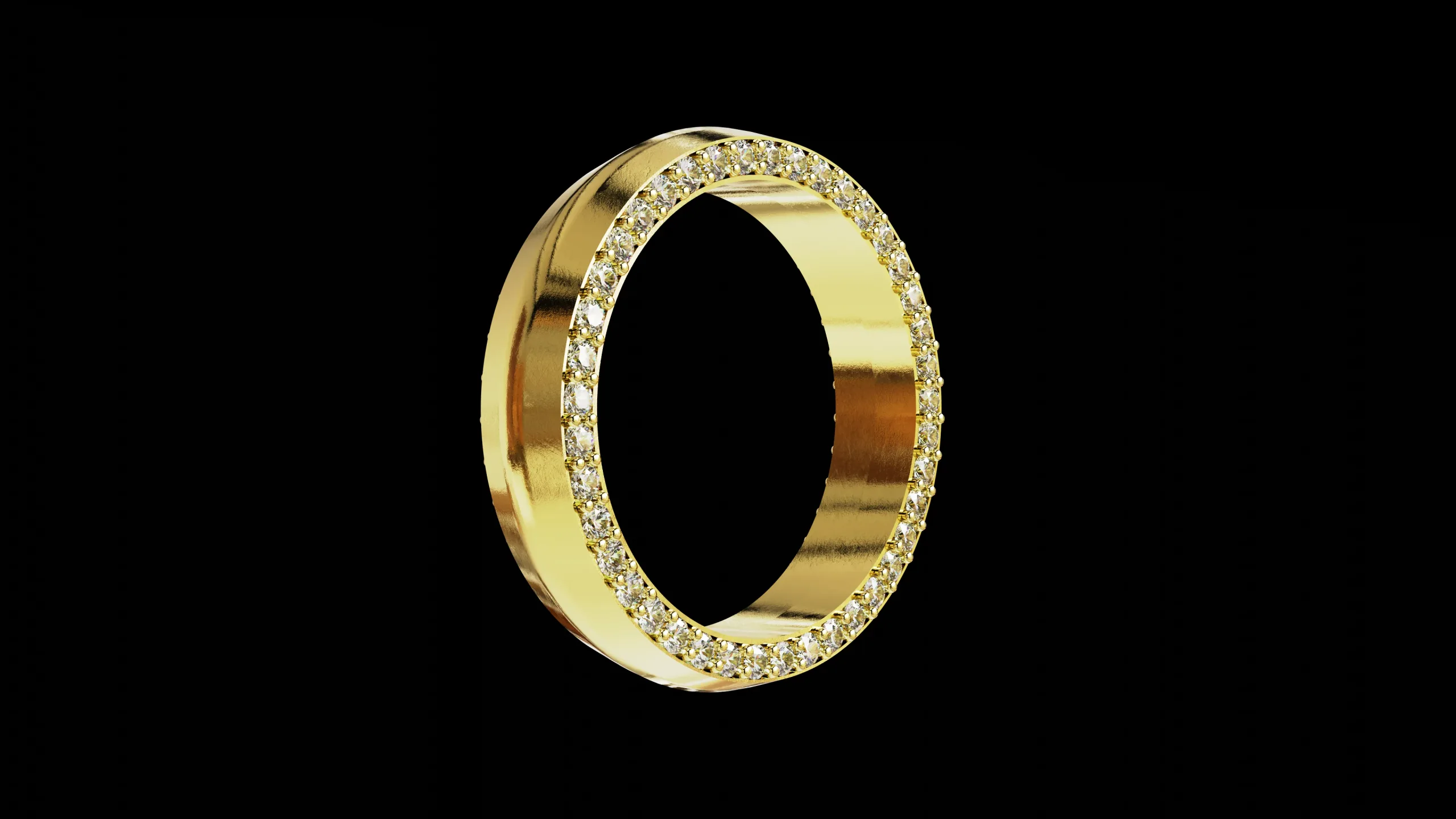Solid eternity convex ring with stone