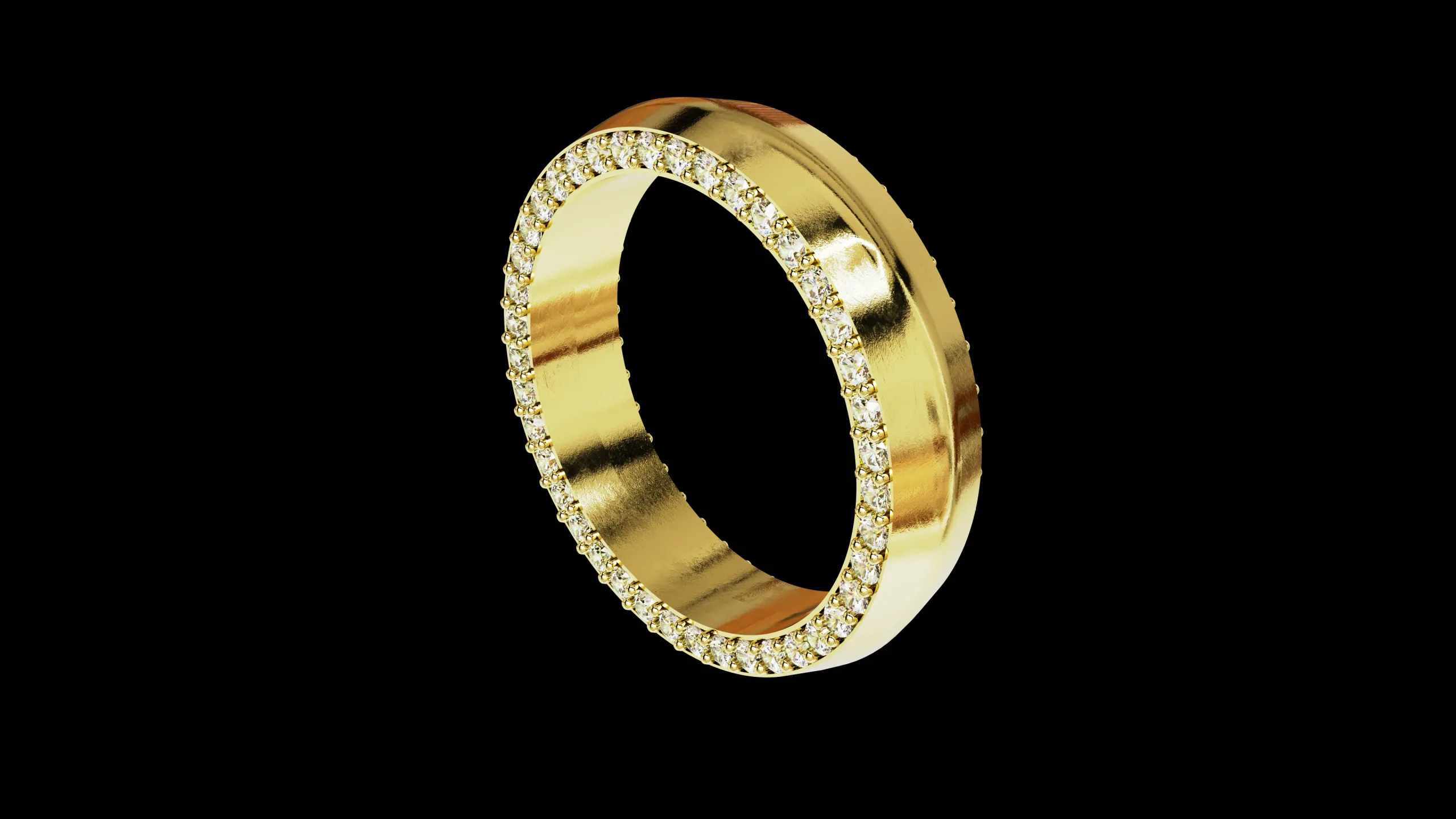 Solid eternity convex ring with stone