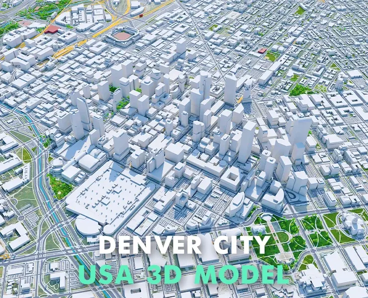 Denver City Colorado 3D Model 70km