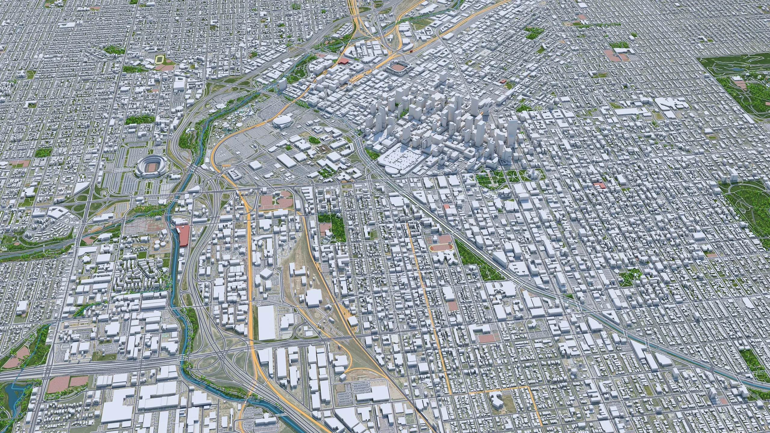 Denver City Colorado 3D Model 70km