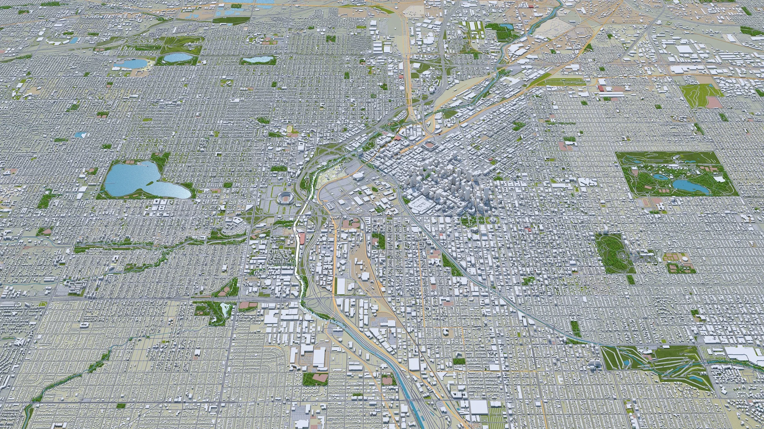 Denver City Colorado 3D Model 70km