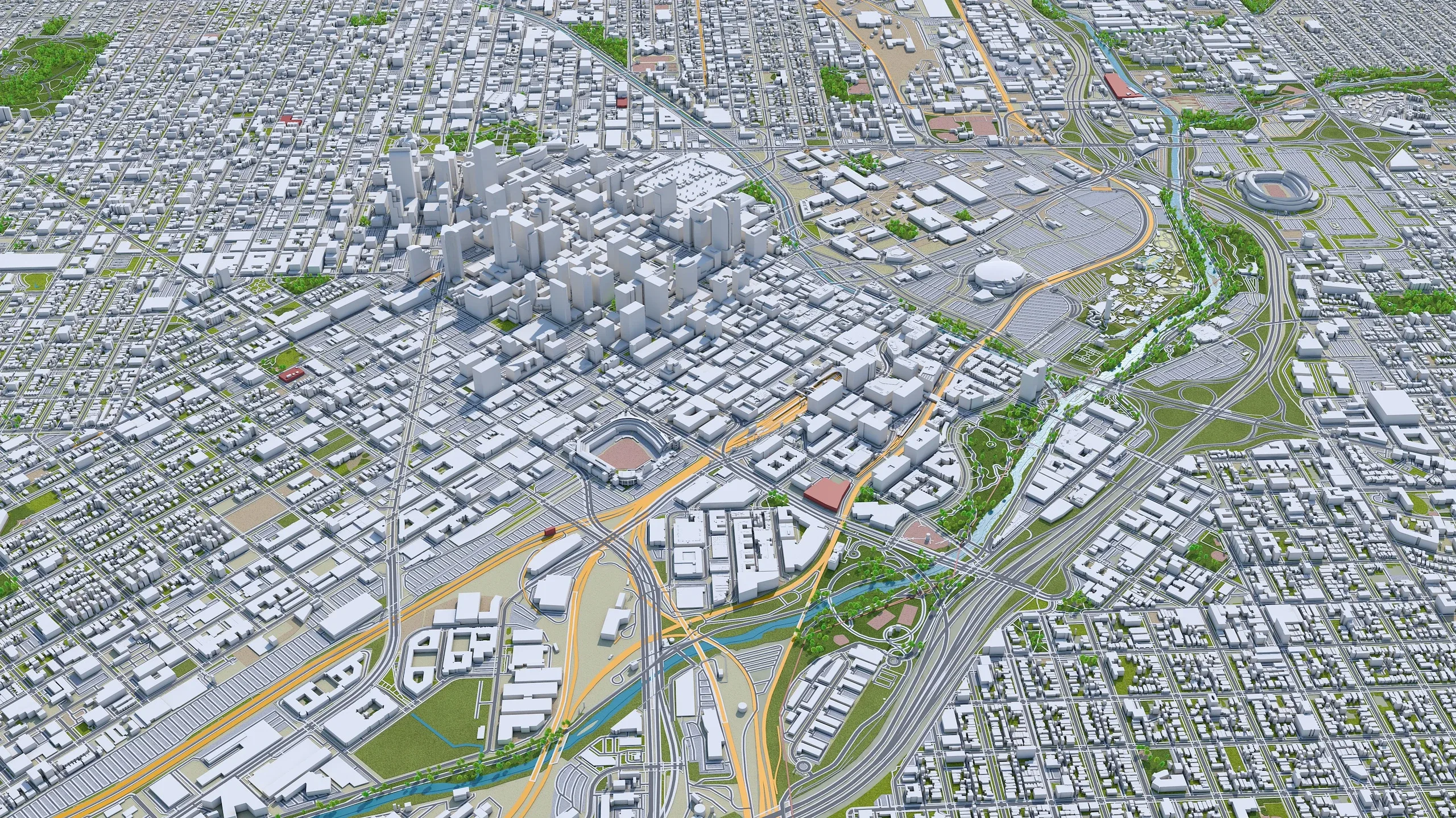 Denver City Colorado 3D Model 70km