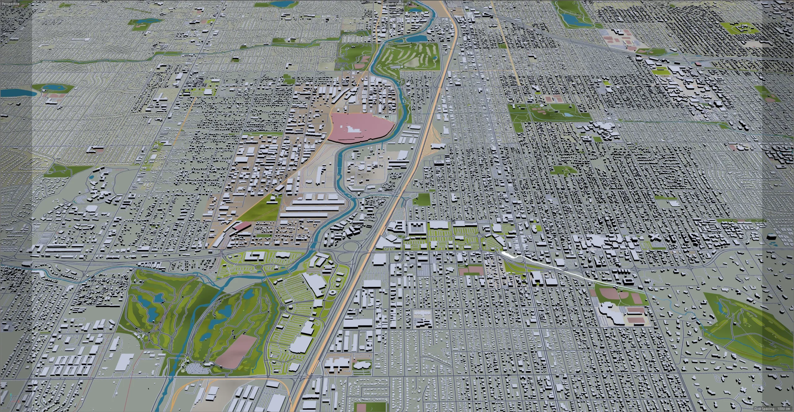 Denver City Colorado 3D Model 70km