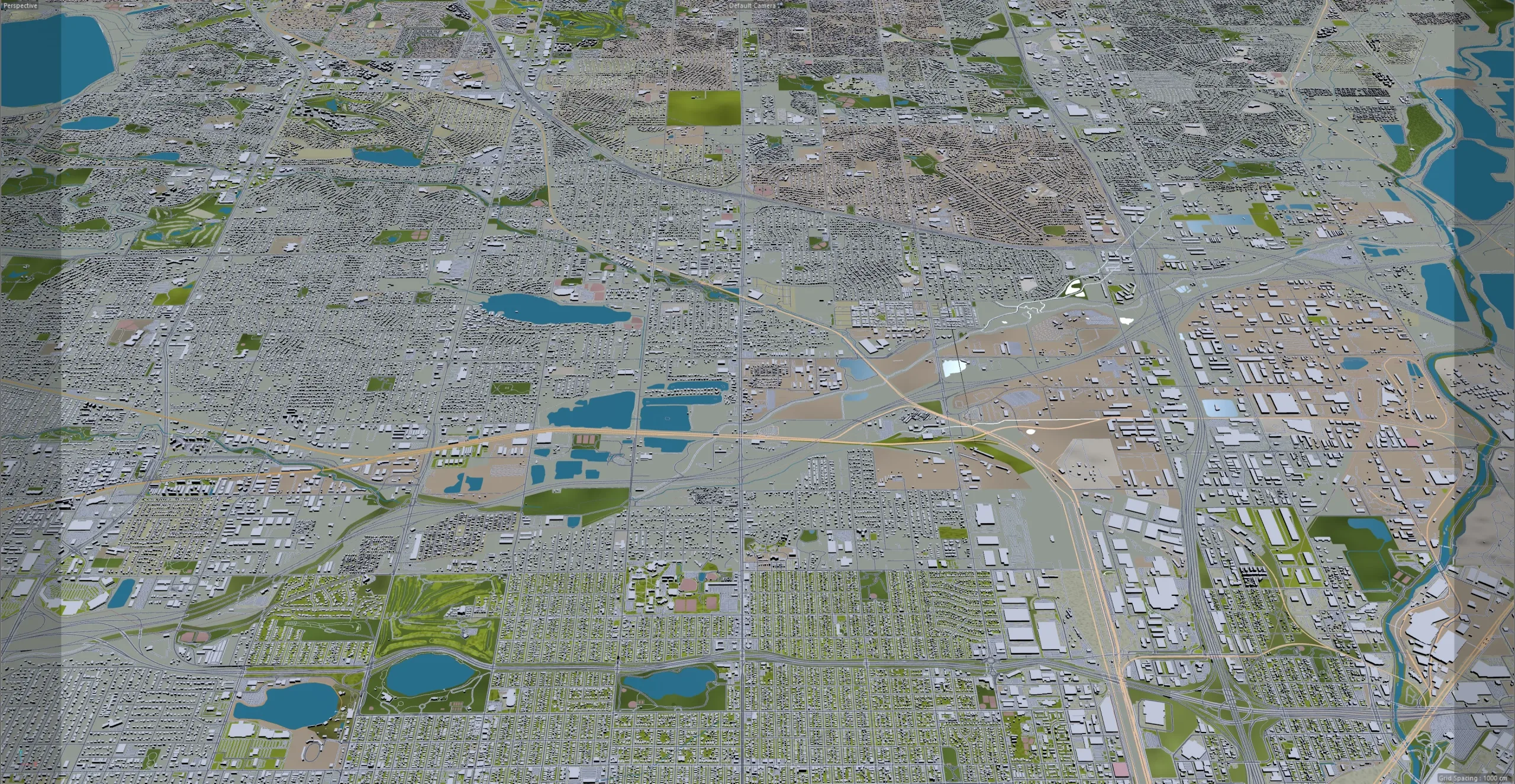 Denver City Colorado 3D Model 70km