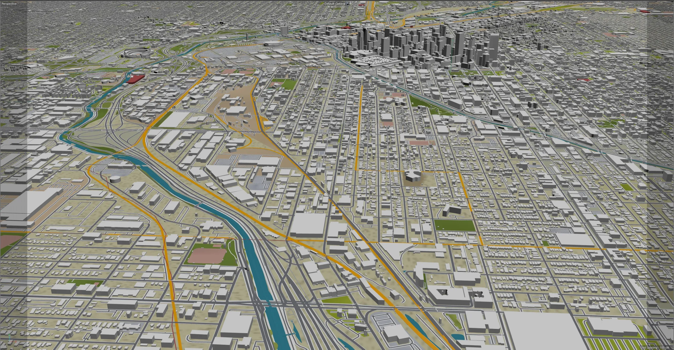 Denver City Colorado 3D Model 70km