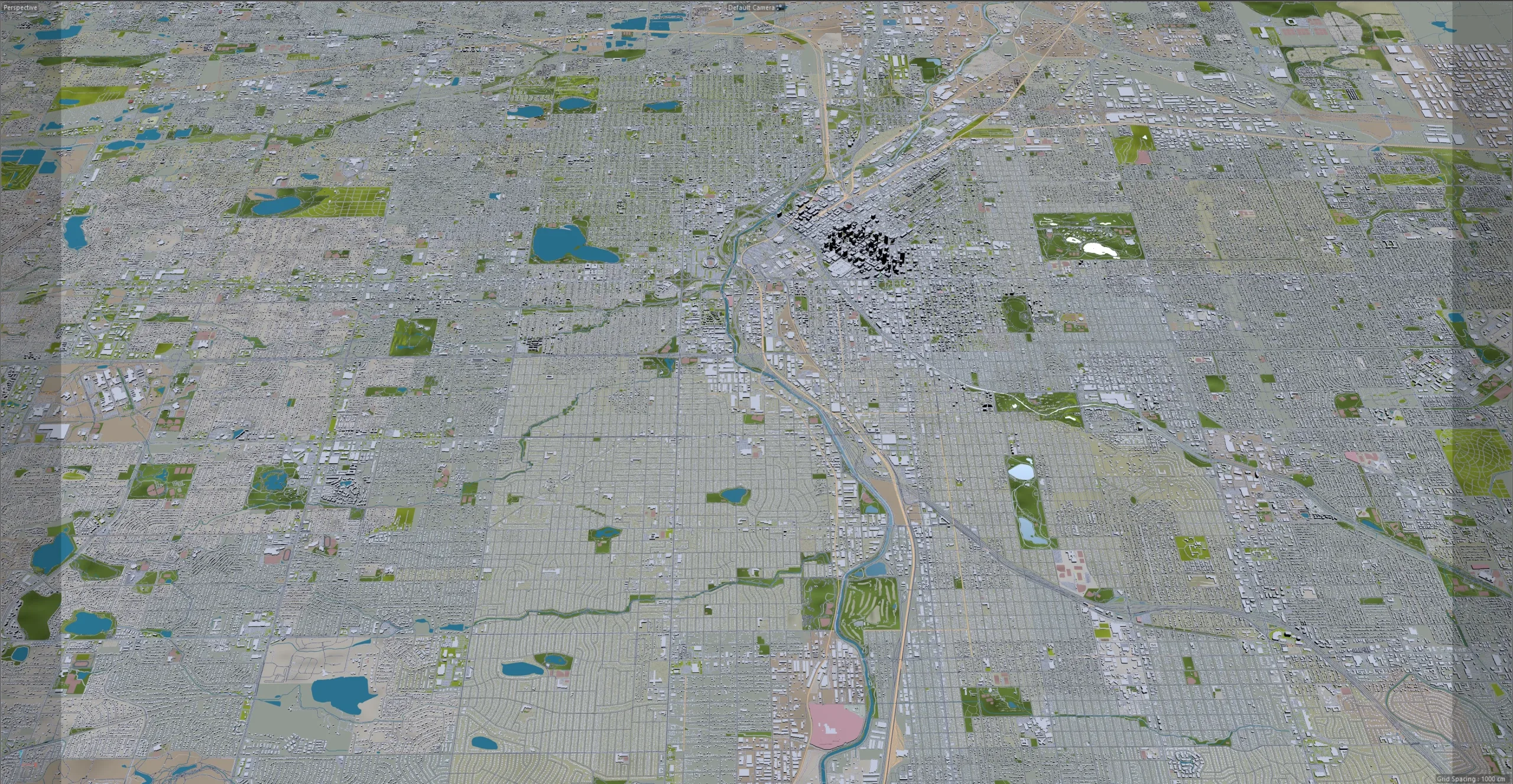 Denver City Colorado 3D Model 70km