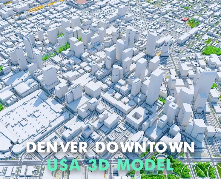 Denver Downtown City Colorado 3D Model 6km