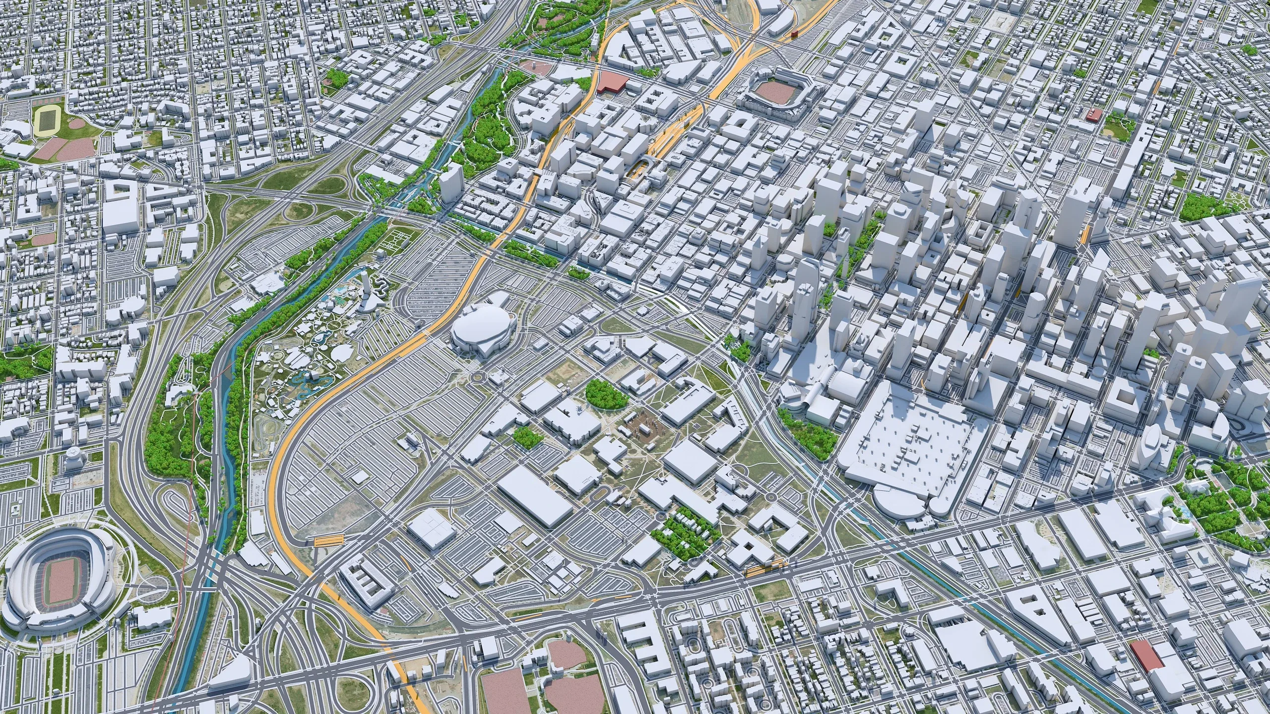 Denver Downtown City Colorado 3D Model 6km