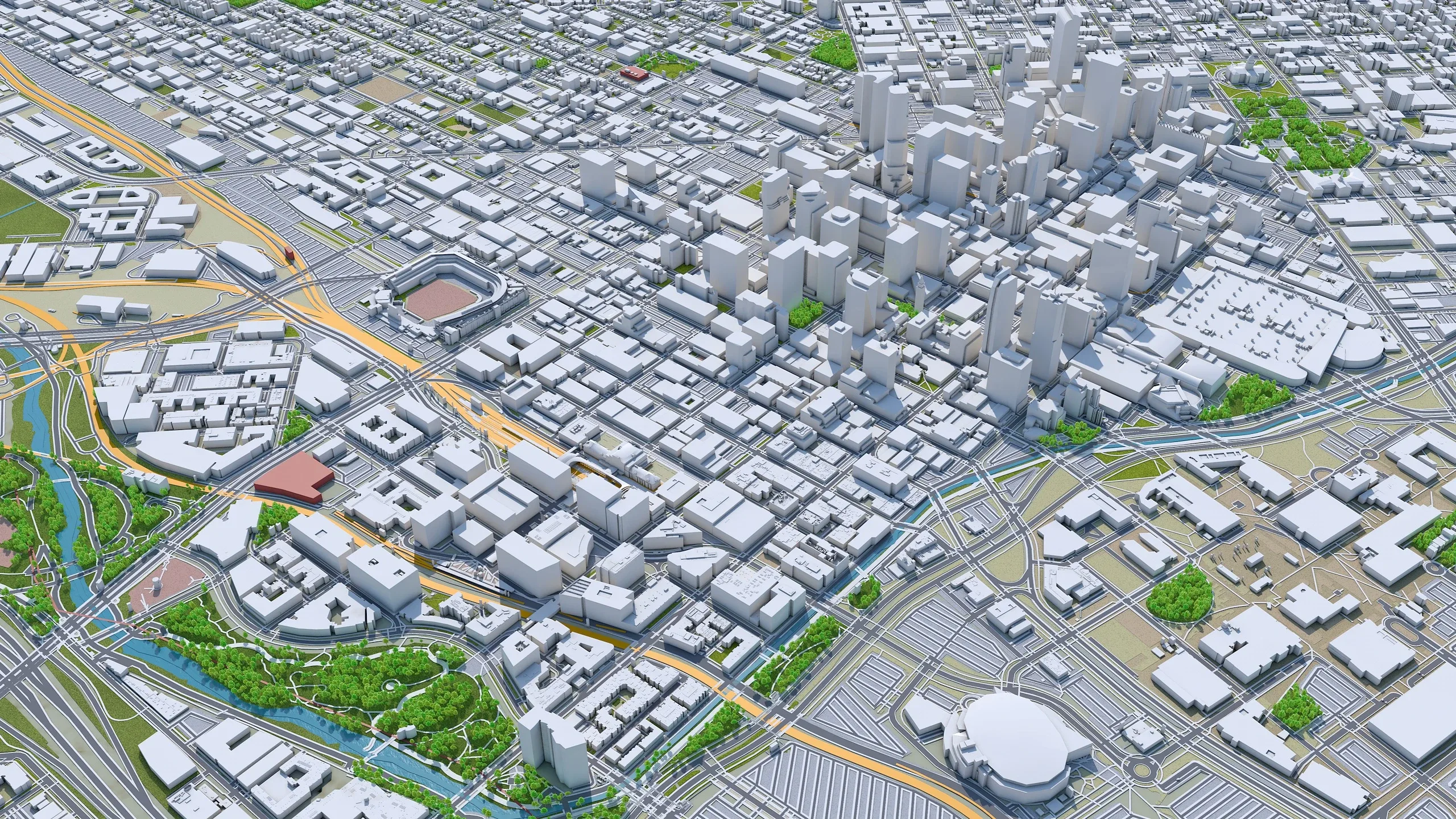 Denver Downtown City Colorado 3D Model 6km