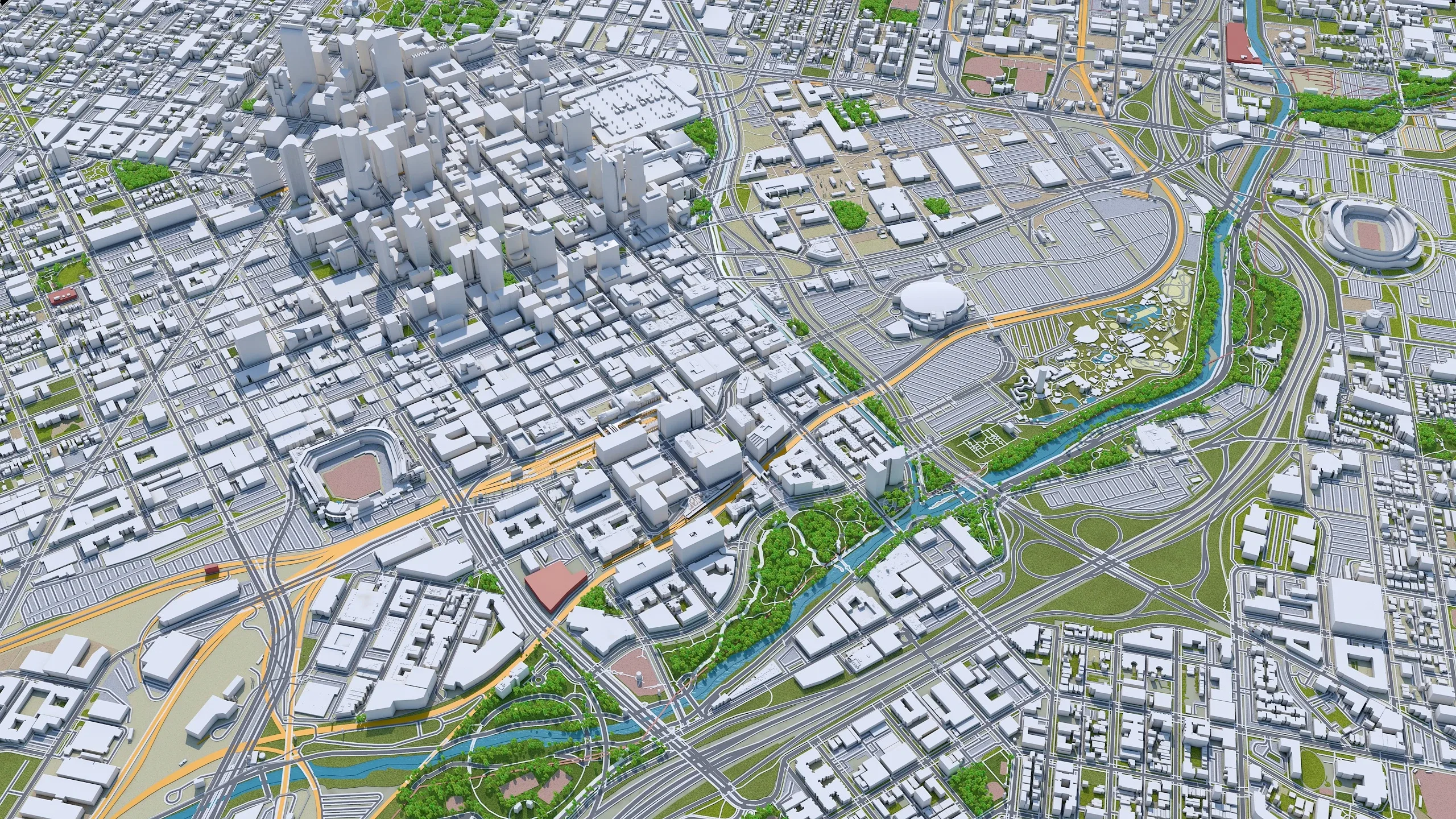 Denver Downtown City Colorado 3D Model 6km