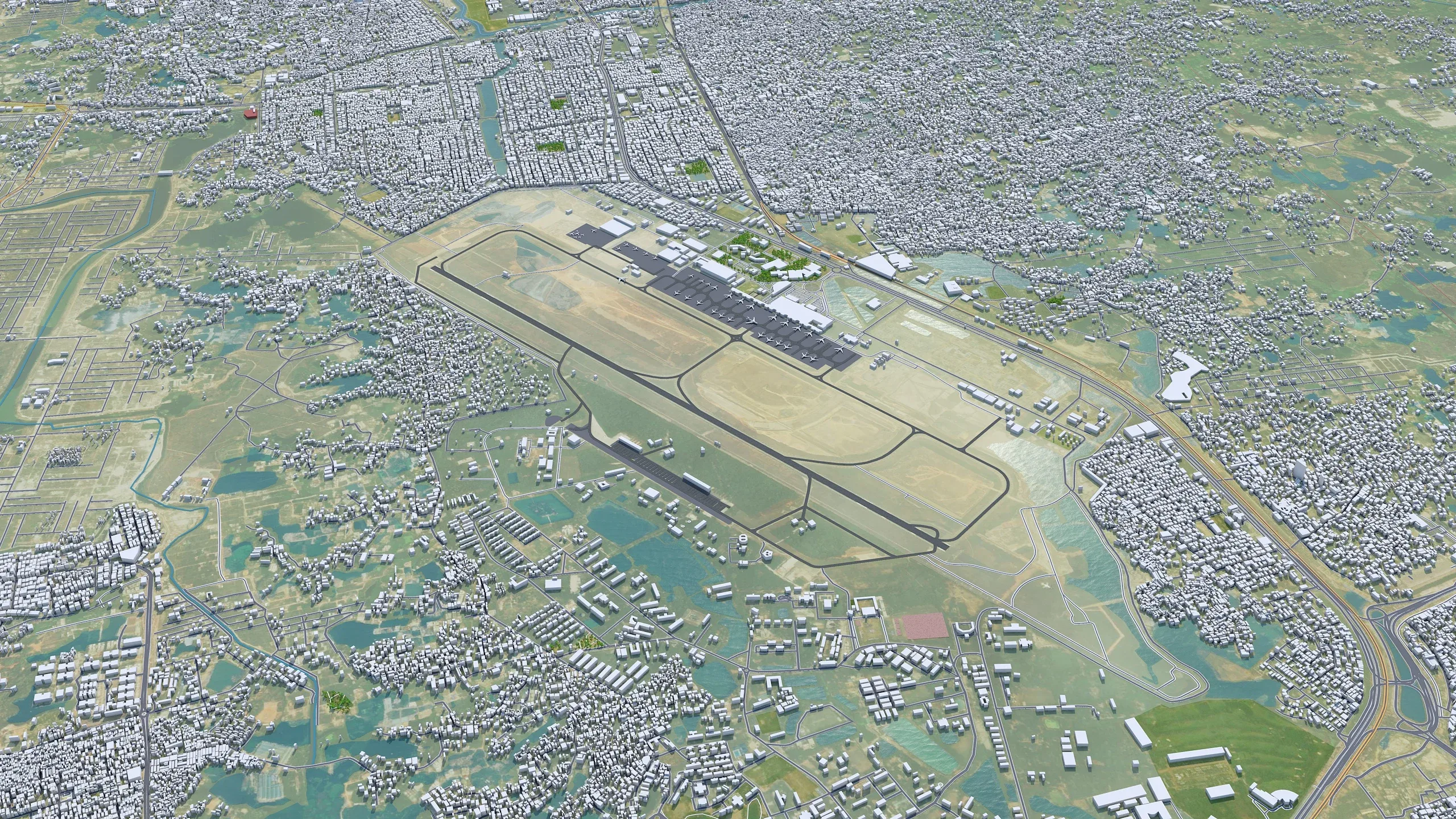 Dhaka City Bangladesh 3D Model 40km