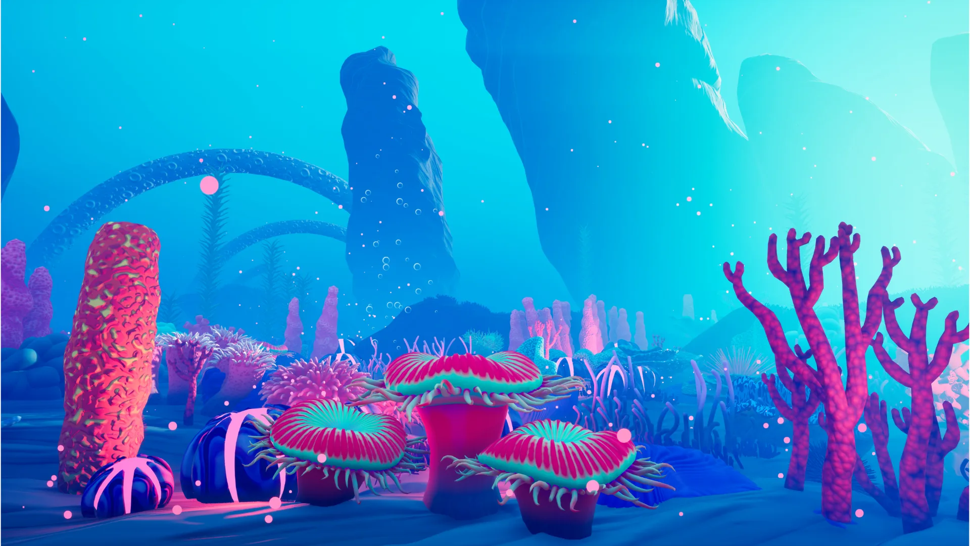 Stylized underwater coral reef environment