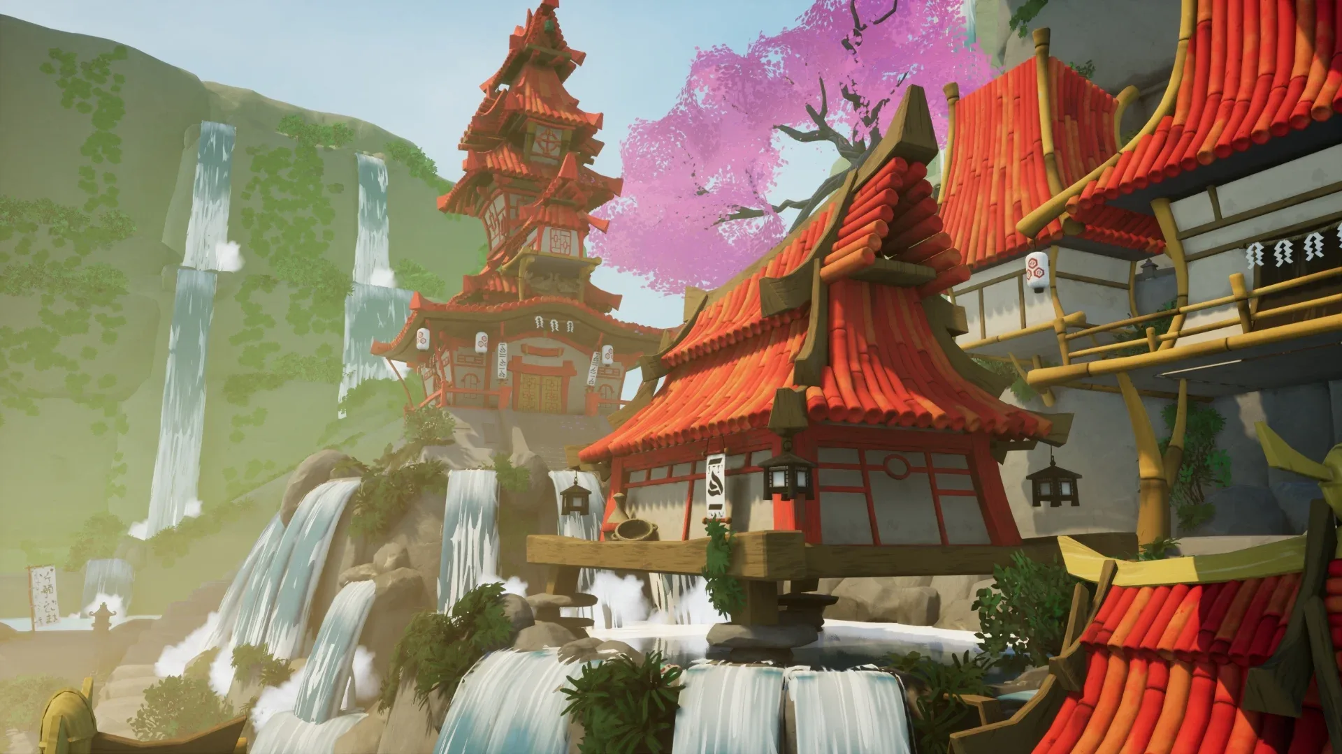 Stylized Japanese Mountain Shrine