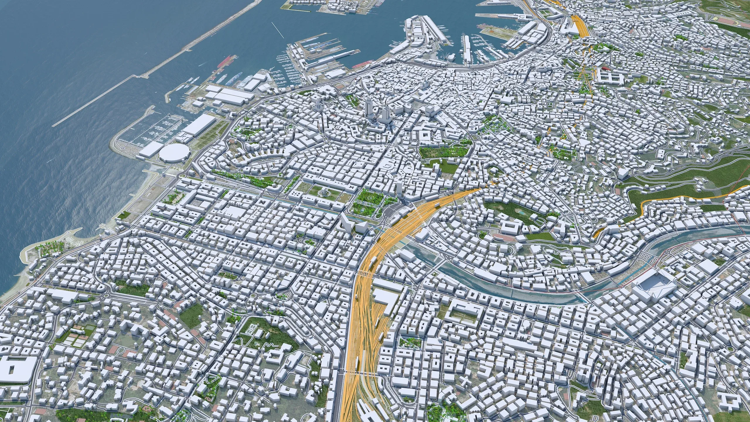 Genoa City Italy 3D Model 50km