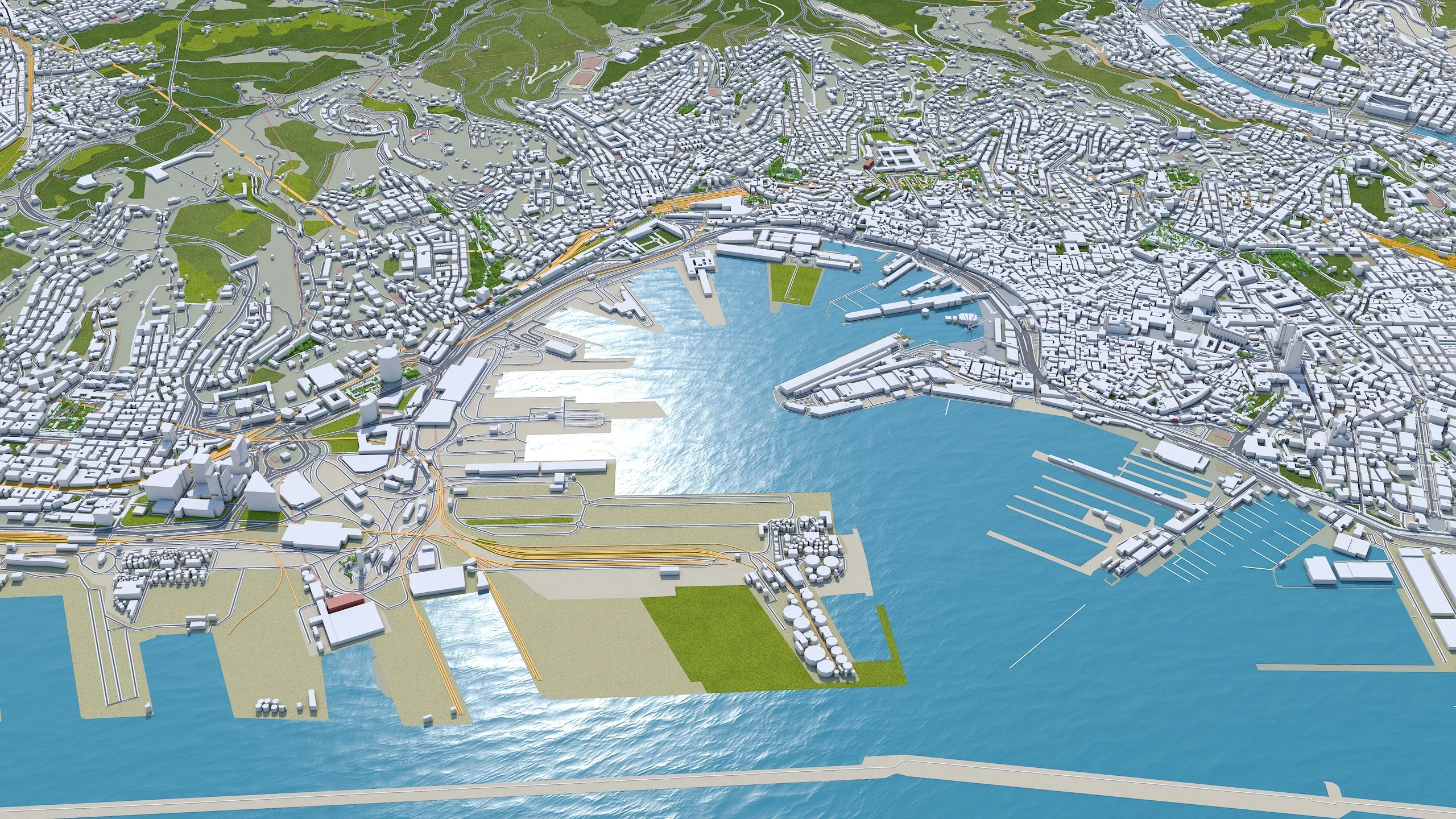 Genoa City Italy 3D Model 50km