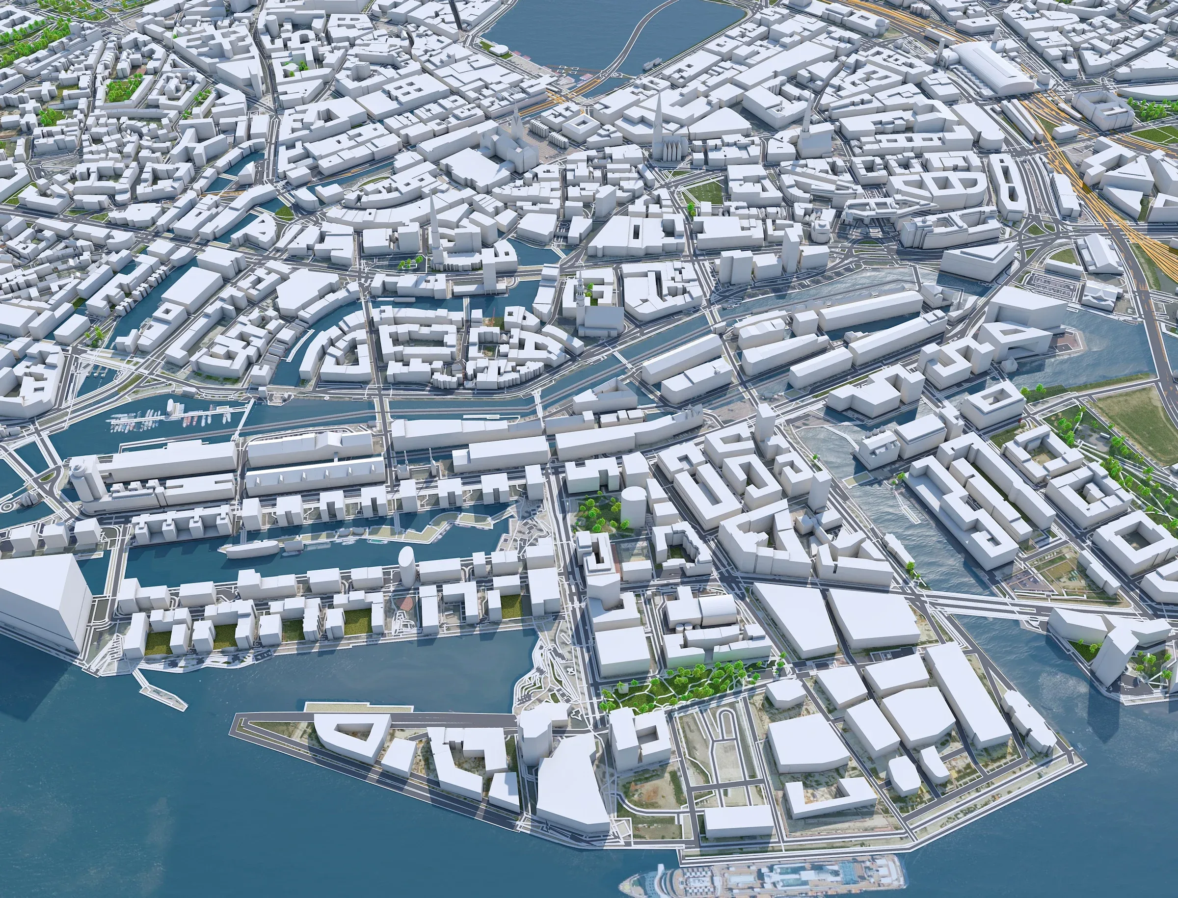 Hamburg Downtown City Germany 3D Model 8km