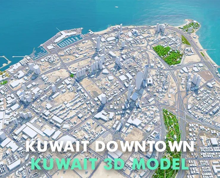 Kuwait Downtown City 3d model 25km