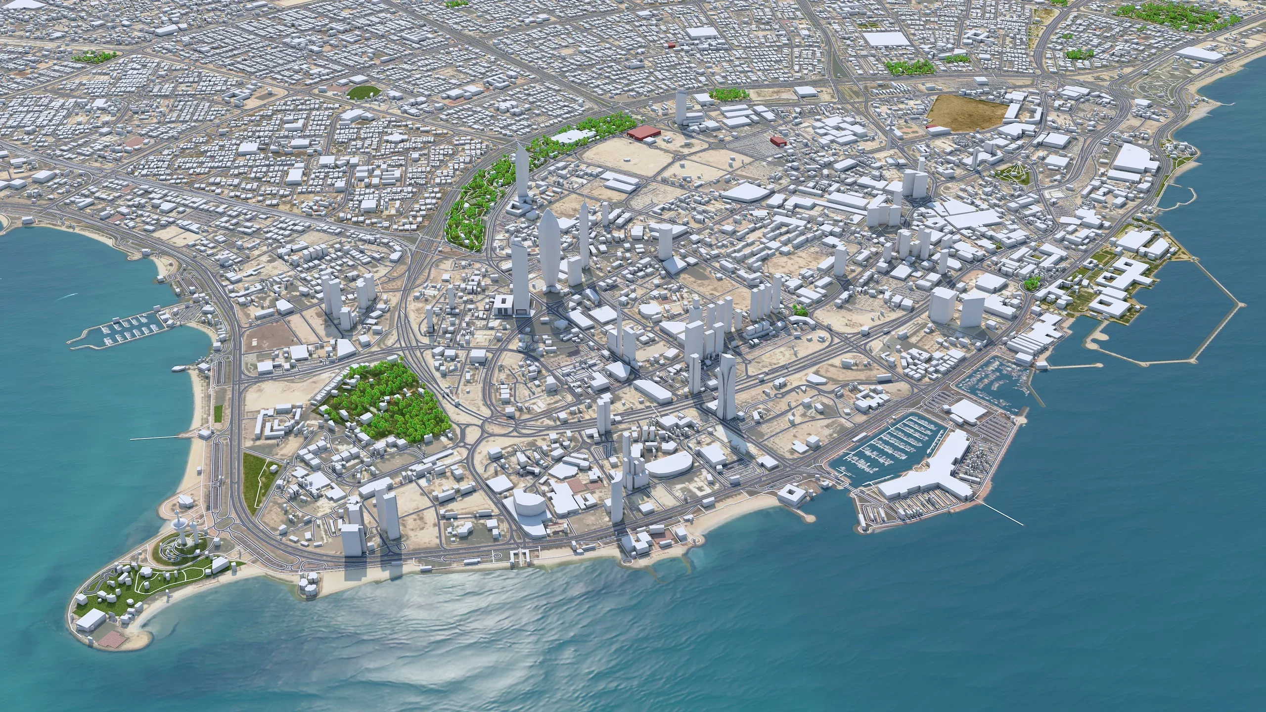 Kuwait Downtown City 3d model 25km