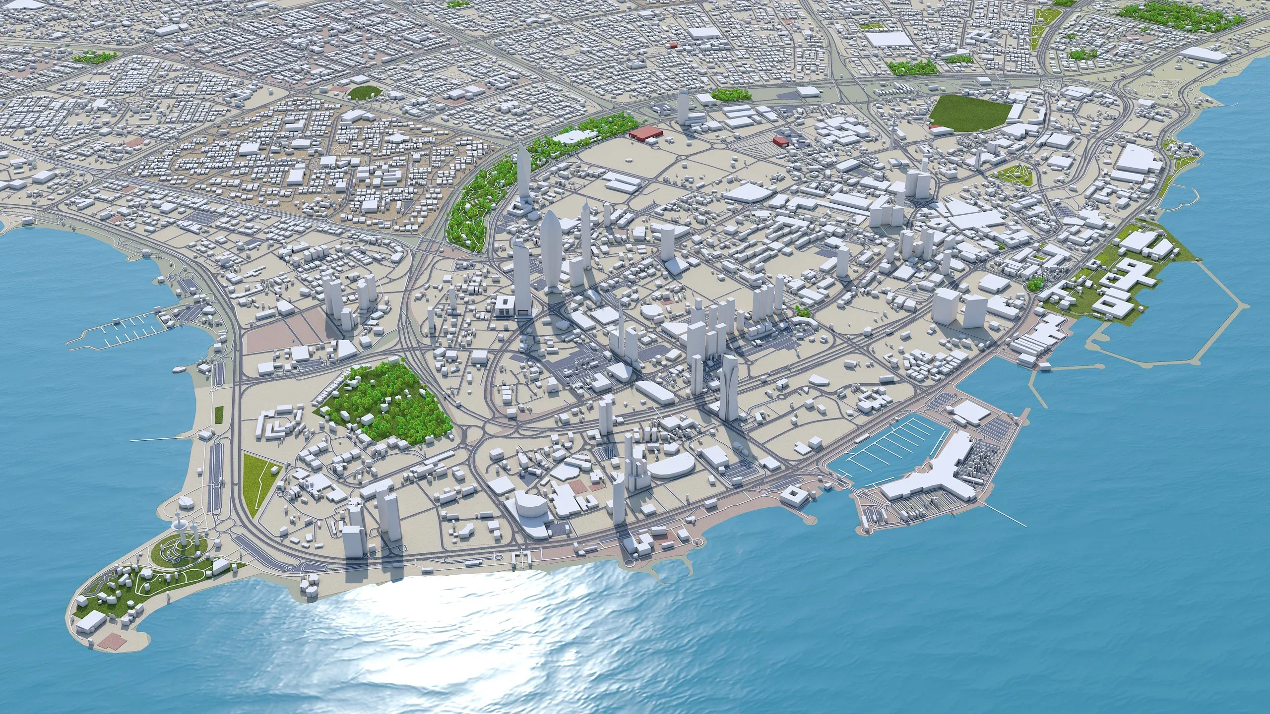 Kuwait Downtown City 3d model 25km