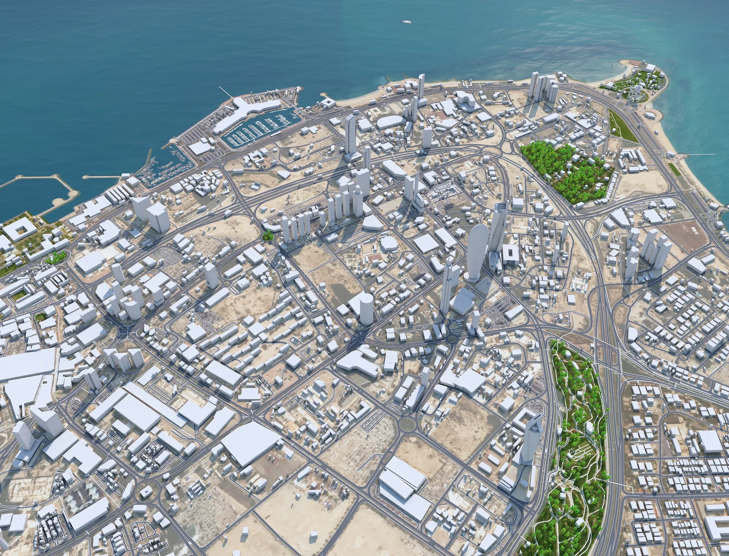 Kuwait Downtown City 3d model 25km