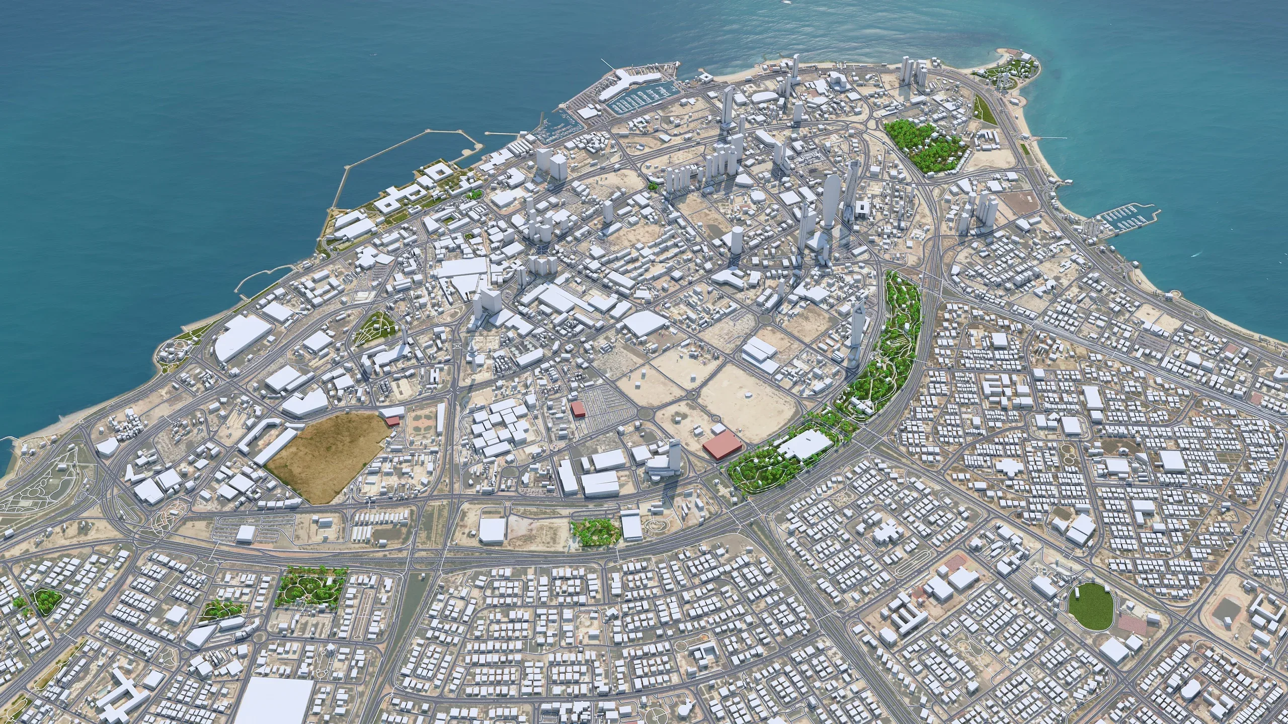 Kuwait Downtown City 3d model 25km