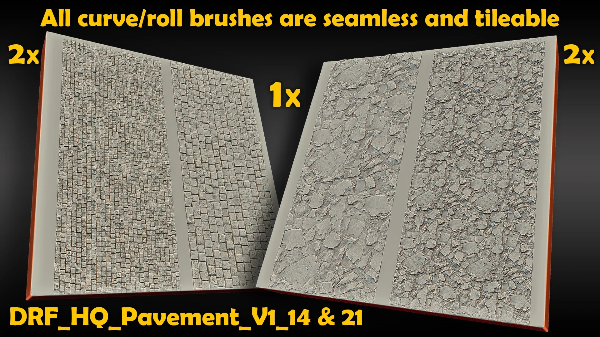 Ultra HQ Seamless Paving / Pavement Sculpt brushes + Alpha/Height Maps Set Vol.1