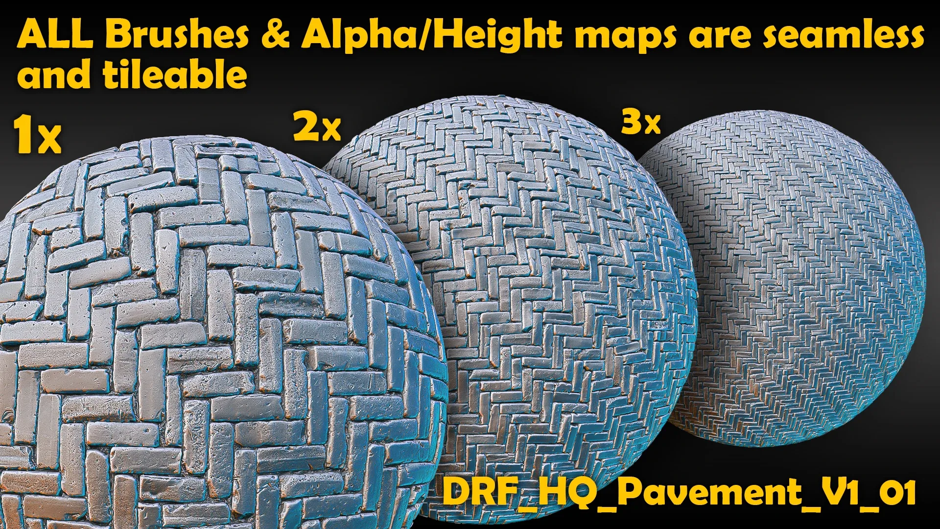 Ultra HQ Seamless Paving / Pavement Sculpt brushes + Alpha/Height Maps Set Vol.1