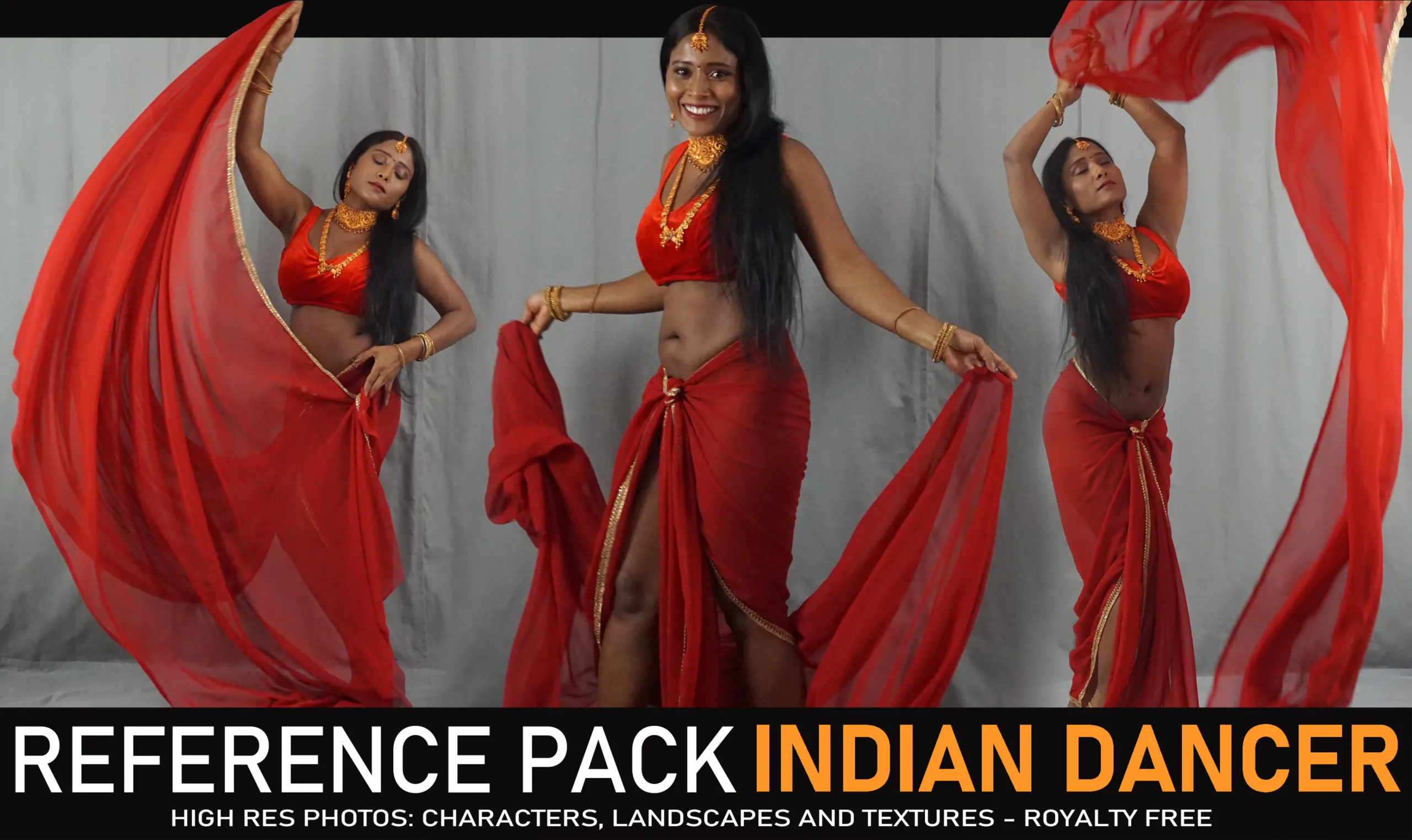 Indian Dancer 390+ Reference Pictures - Moving fabric