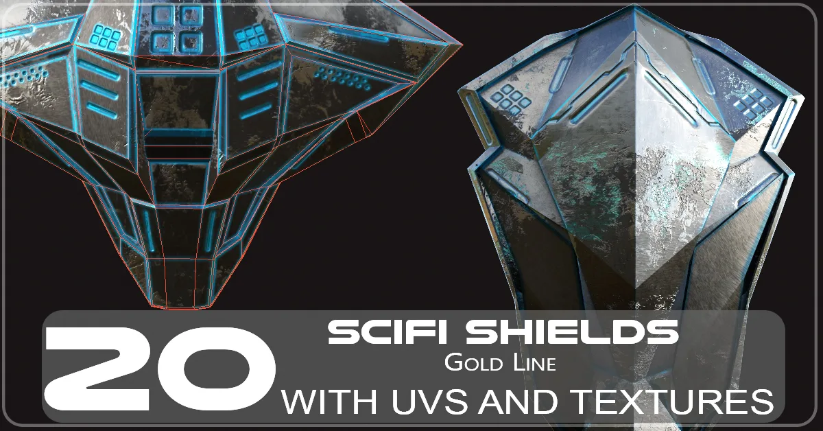 50% OFF! 20 SCIFI SHIELDS with 4k Textures and UVS for ALL Softwares | .fbx .obj . ZPR .spp