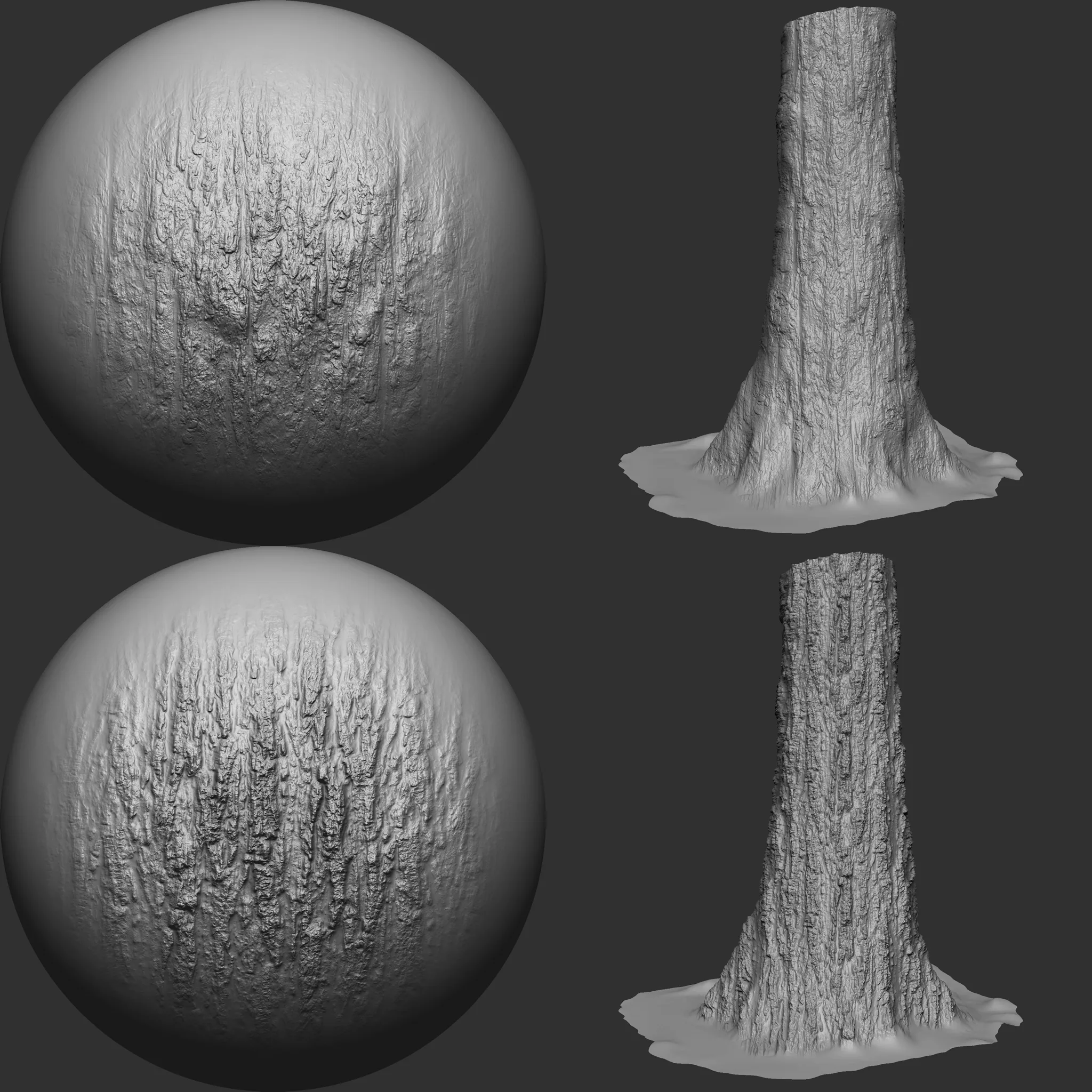 Wood Bark Brushes and Noise for Zbrush