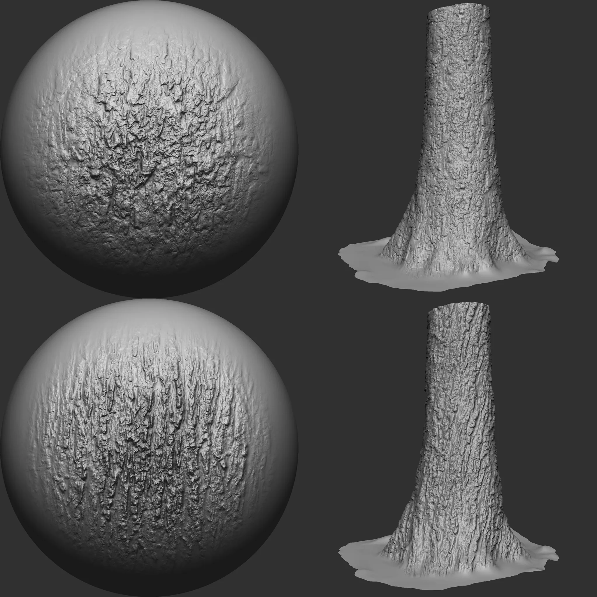 Wood Bark Brushes and Noise for Zbrush