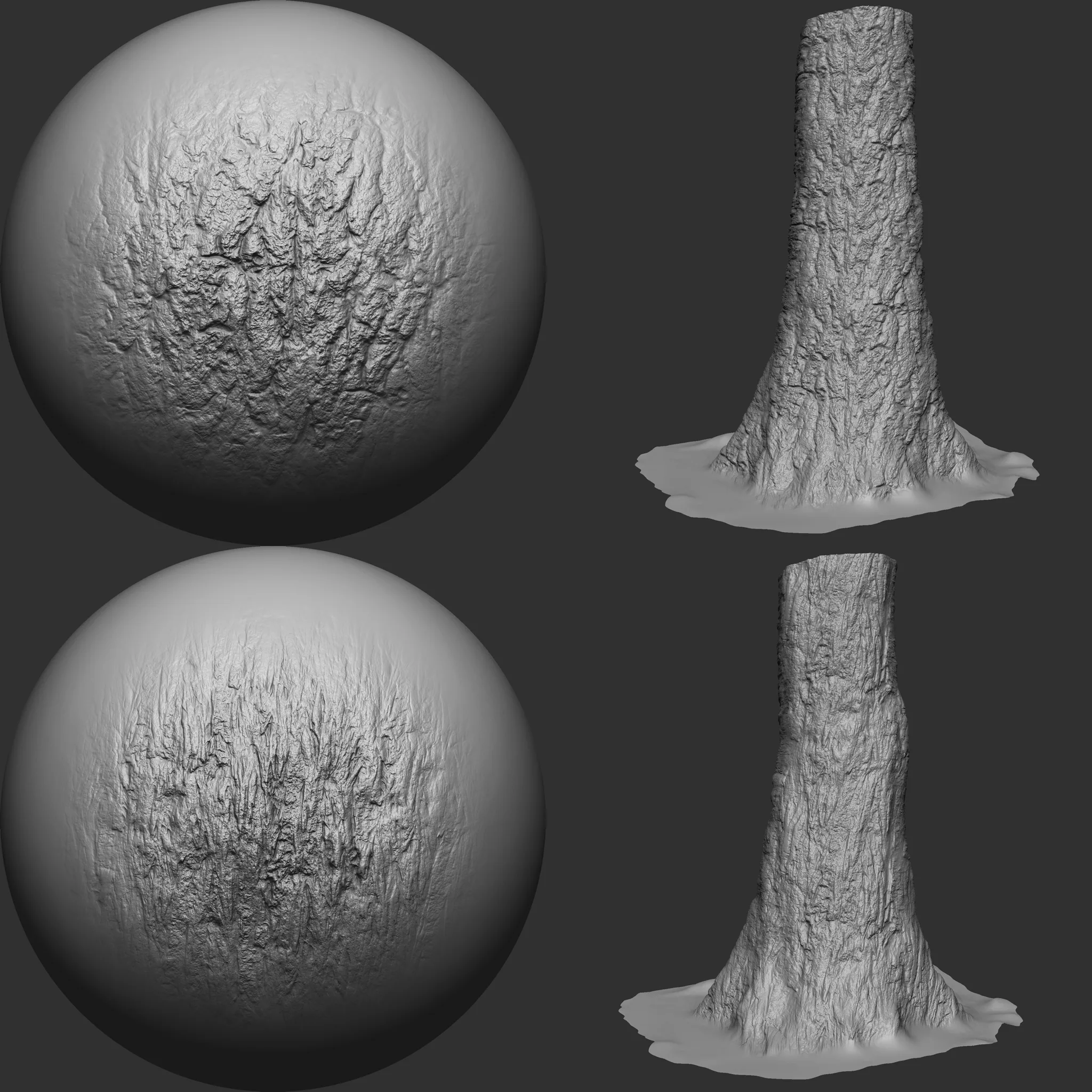 Wood Bark Brushes and Noise for Zbrush