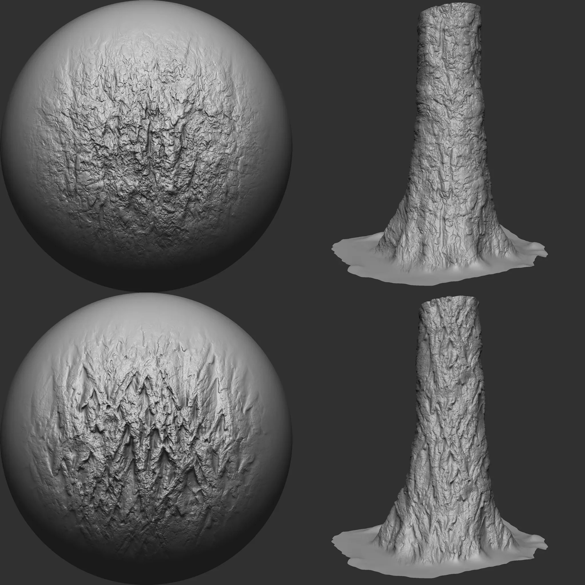 Wood Bark Brushes and Noise for Zbrush