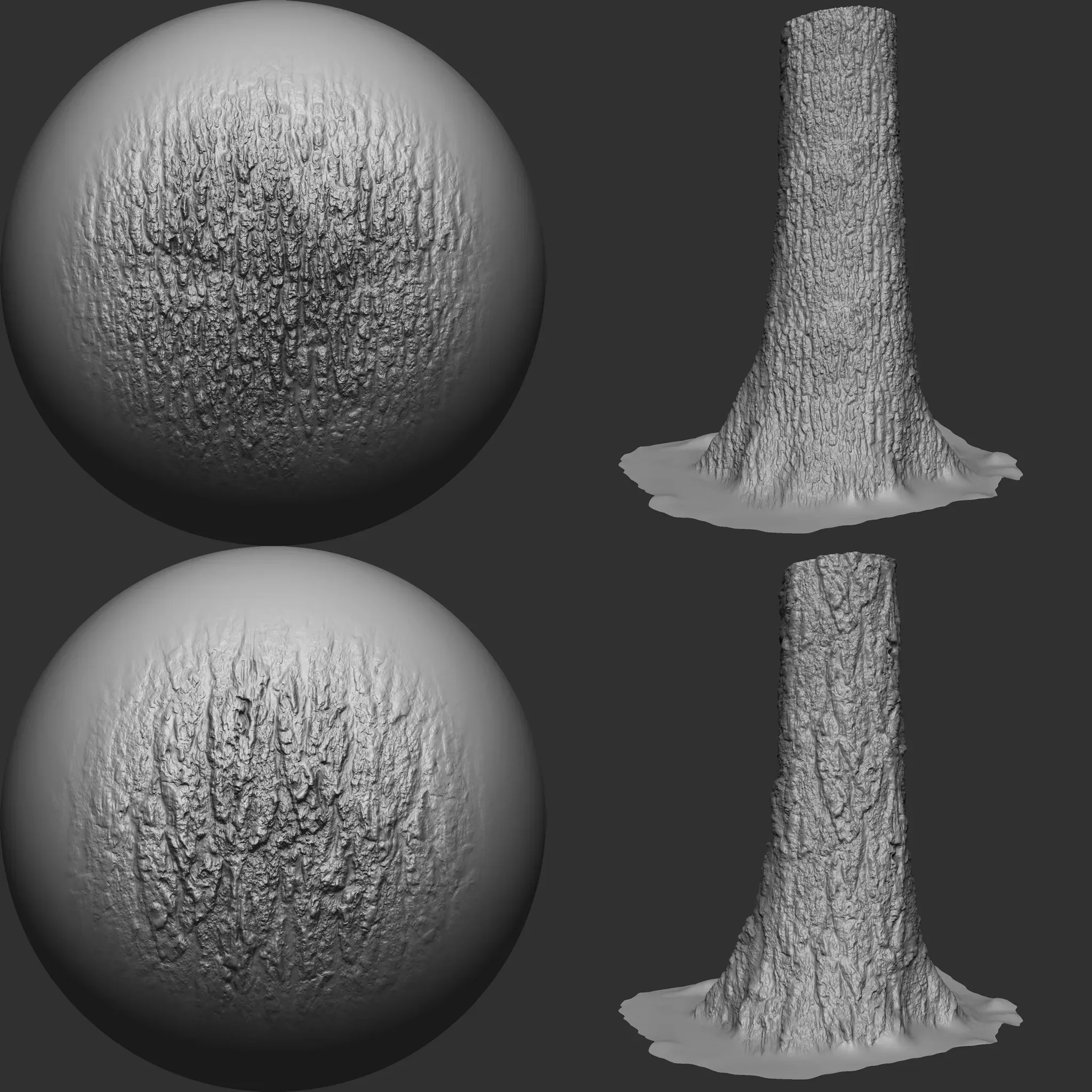 Wood Bark Brushes and Noise for Zbrush