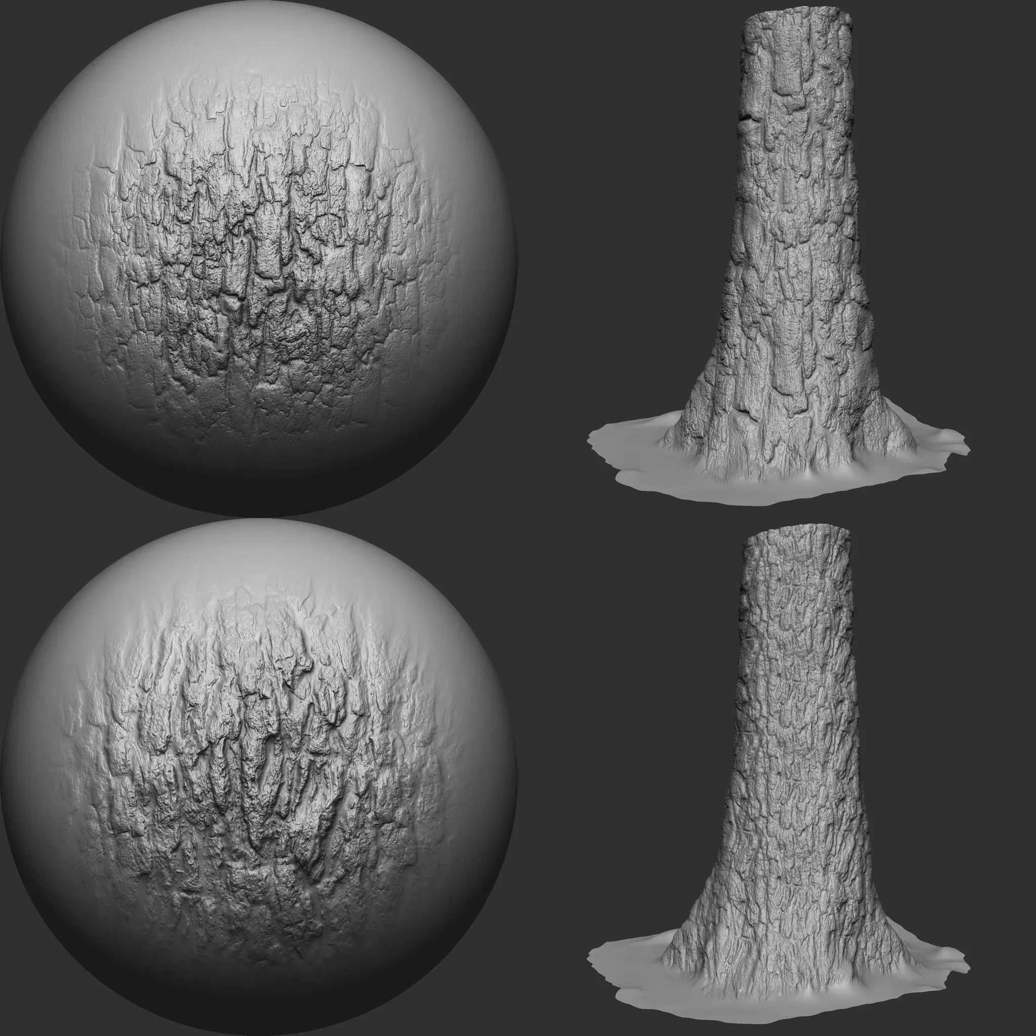 Wood Bark Brushes and Noise for Zbrush