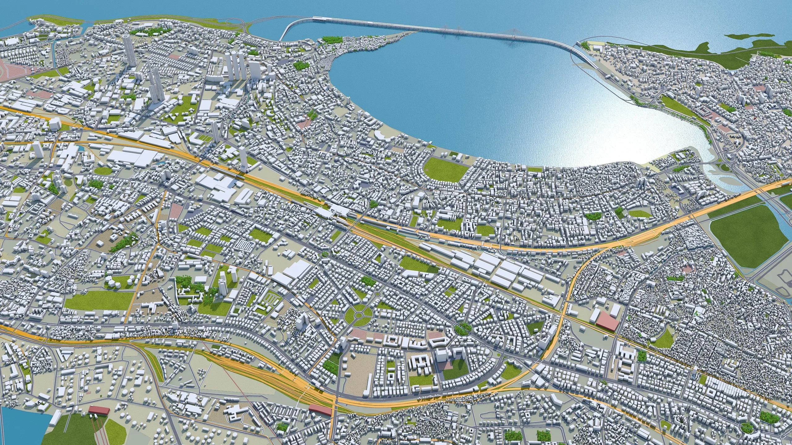 Mumbai Downtown City India 3D Model 8km